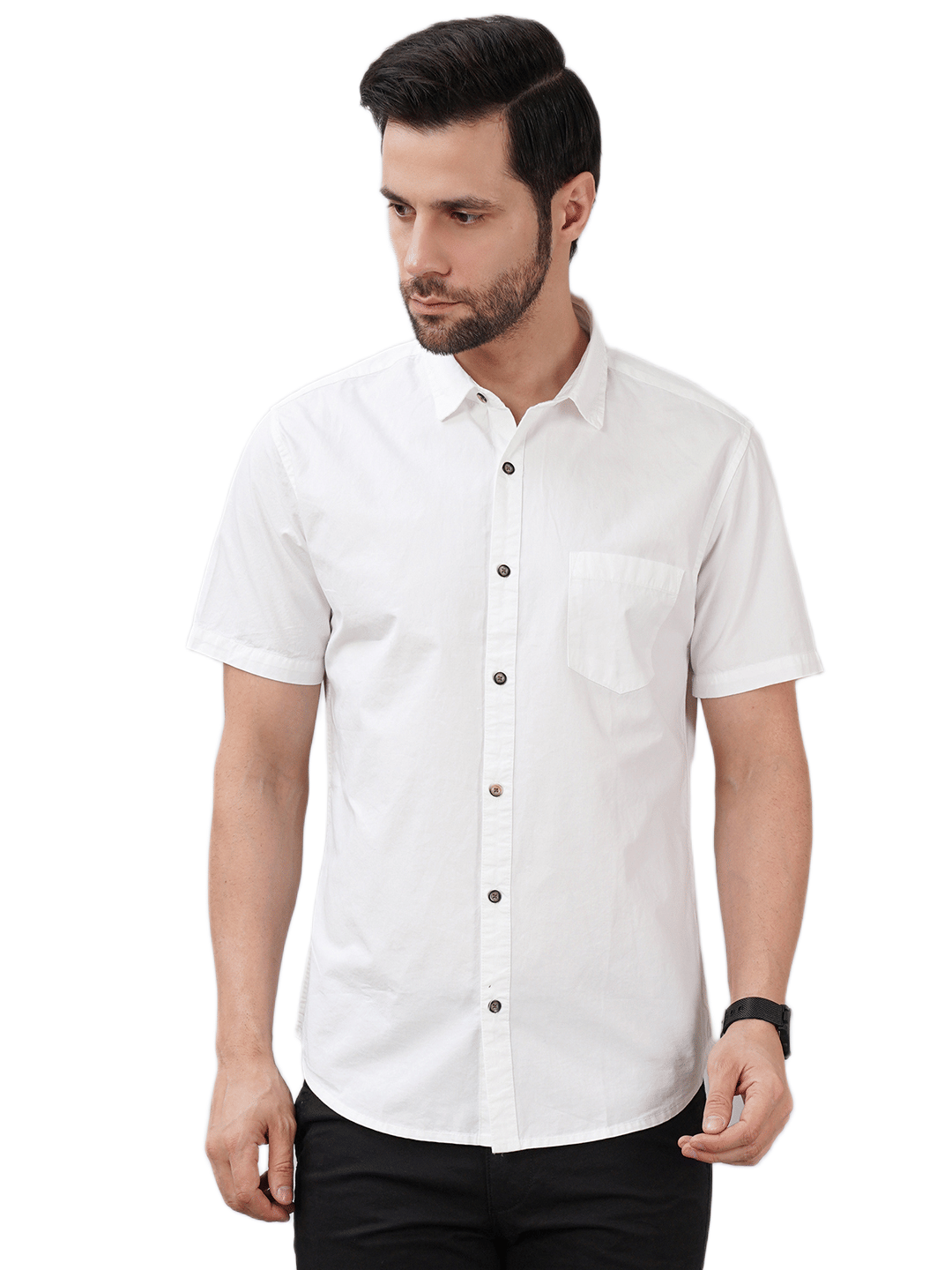     			Sand Dunes 100% Cotton Slim Fit Solids Half Sleeves Men's Casual Shirt - White ( Pack of 1 )