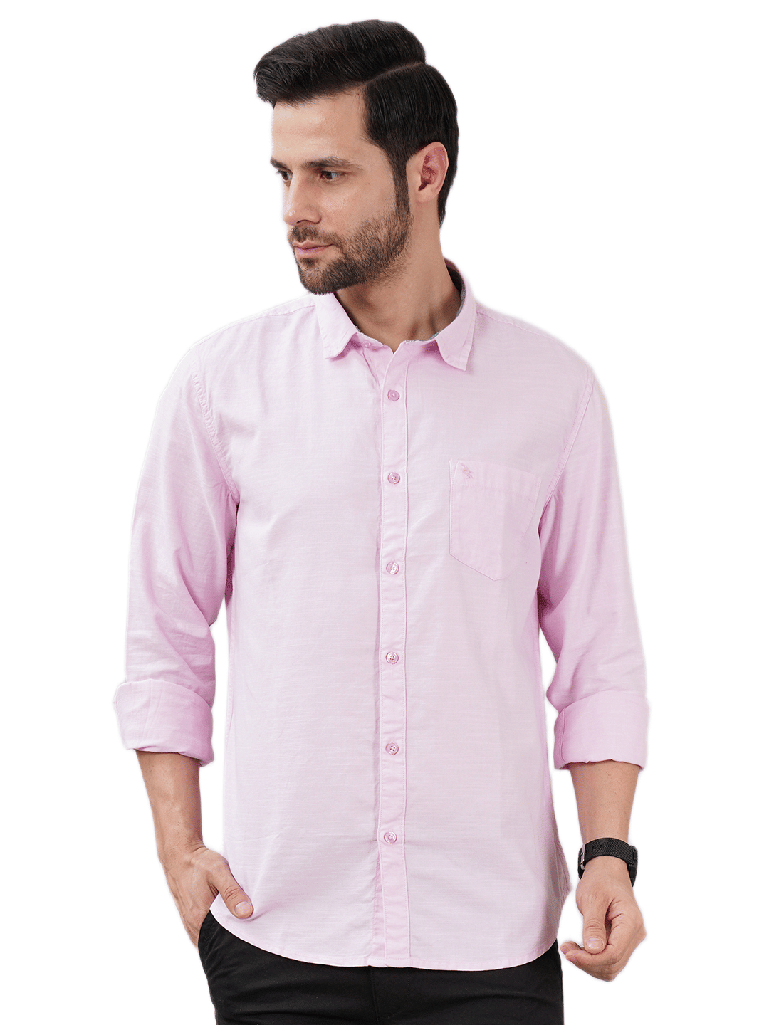     			Sand Dunes Cotton Blend Slim Fit Solids Full Sleeves Men's Casual Shirt - Pink ( Pack of 1 )