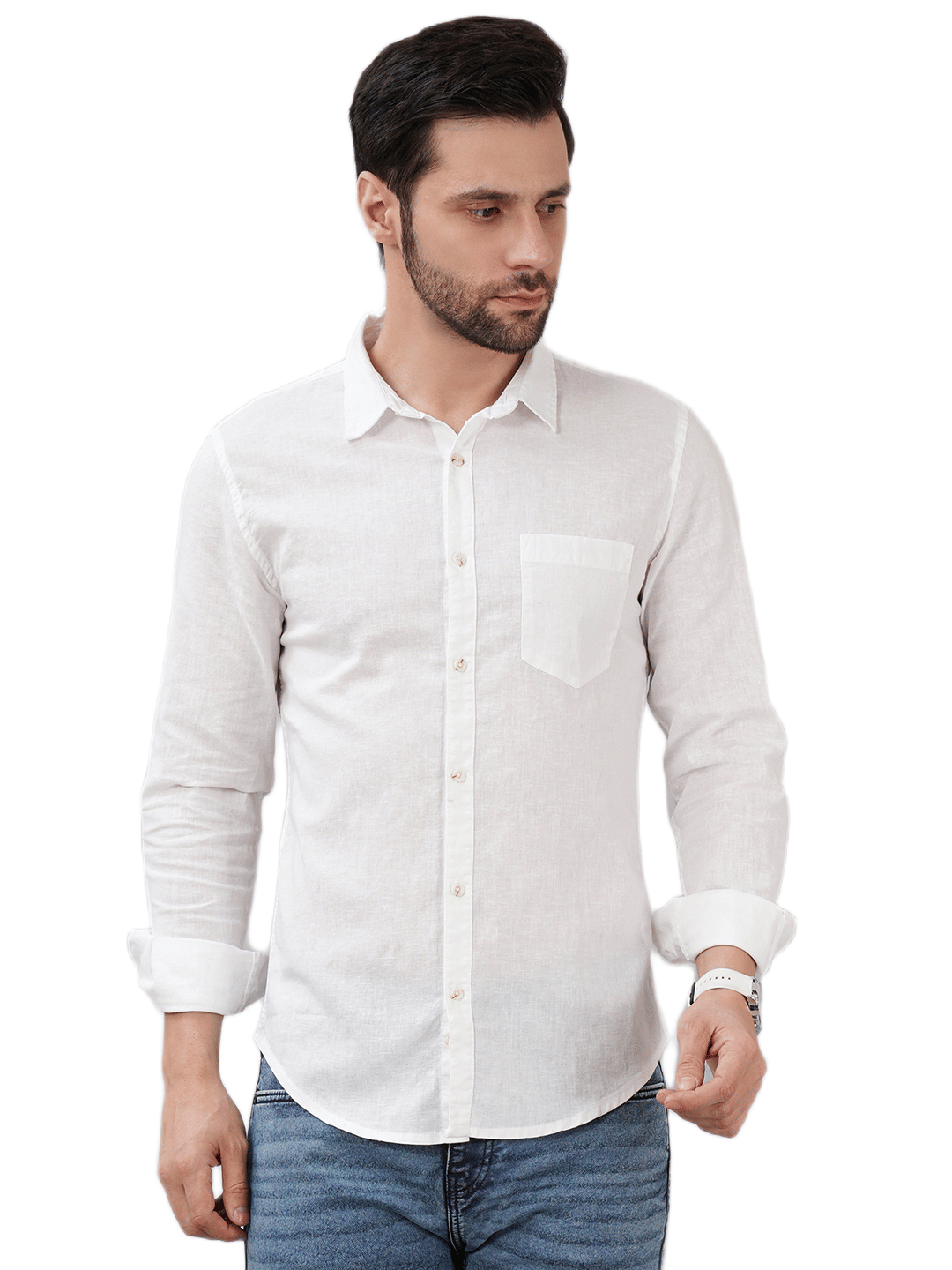Sand Dunes Cotton Blend Slim Fit Solids Full Sleeves Men's Casual Shirt - White ( Pack of 1 ) Sand Dunes Cotton Blend Slim Fit Solids Full Sleeves Men's Casual Shirt - White ( Pack of 1 )