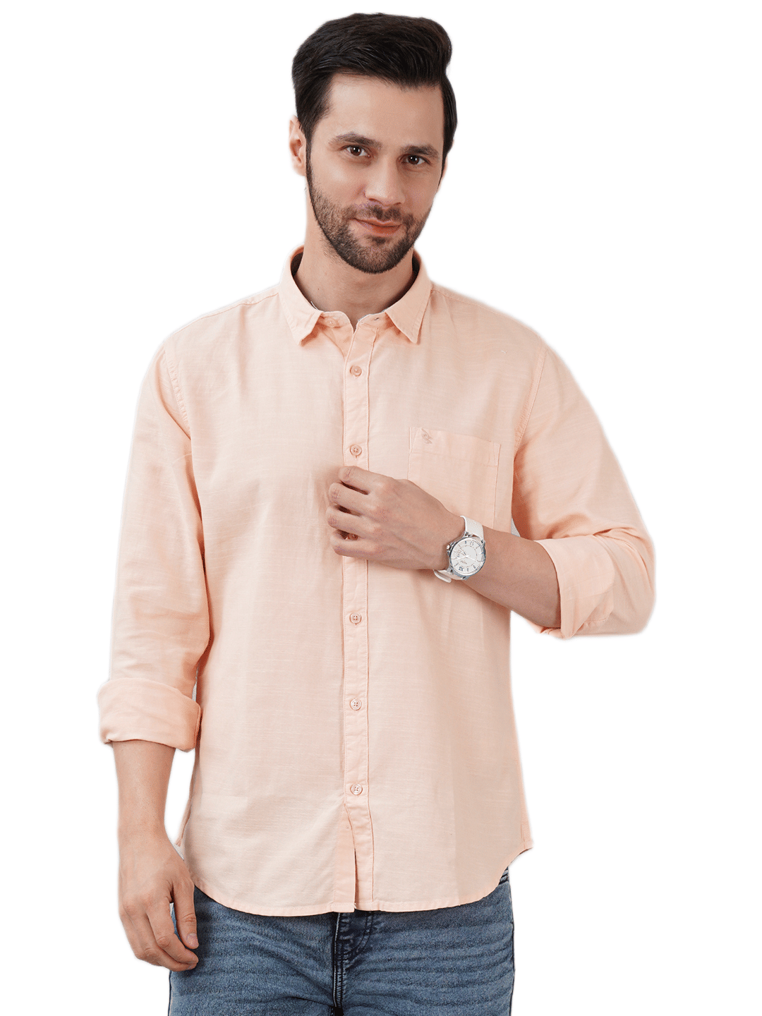Sand Dunes Cotton Blend Slim Fit Solids Full Sleeves Men's Casual Shirt - Orange ( Pack of 1 ) Sand Dunes Cotton Blend Slim Fit Solids Full Sleeves Men's Casual Shirt - Orange ( Pack of 1 )