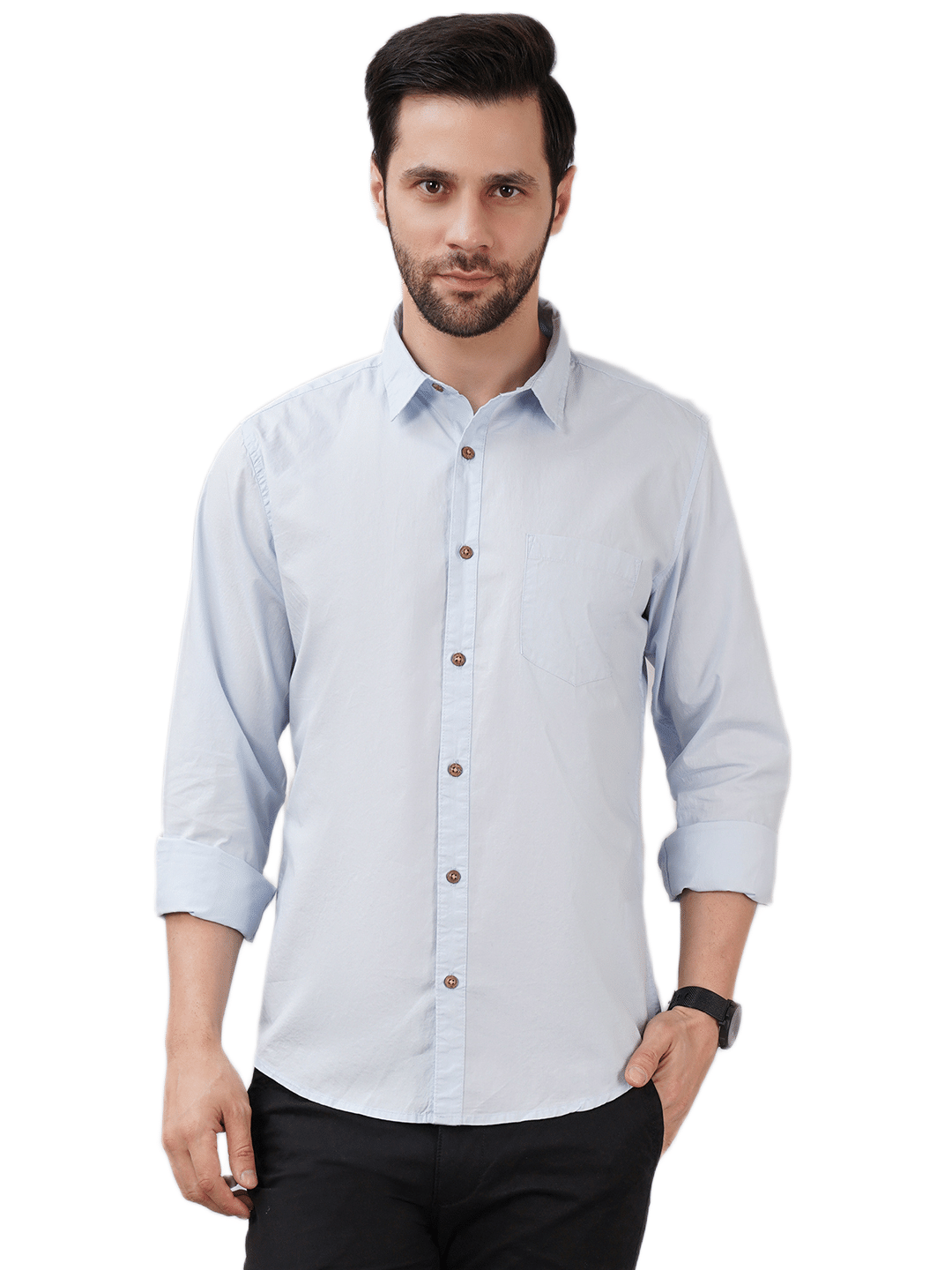    			Sand Dunes Cotton Flex Slim Fit Solids Full Sleeves Men's Casual Shirt - Light Blue ( Pack of 1 )