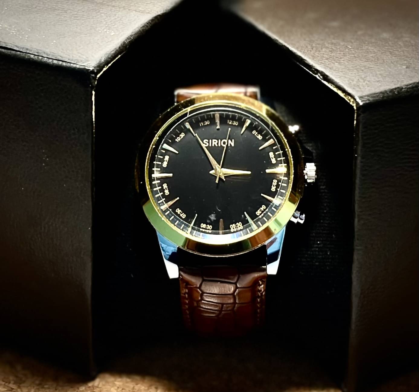     			Sirion Brown Leather Analog Men's Watch