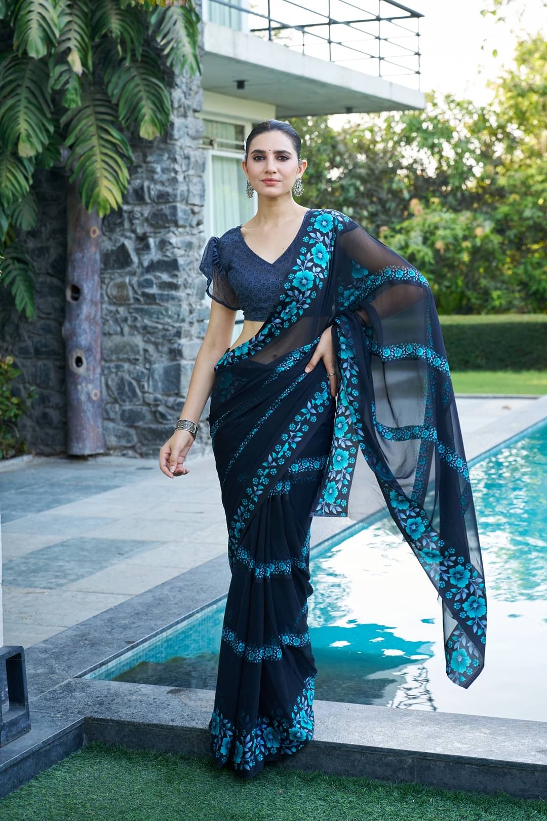 Sitanjali Satin Printed Saree With Unstitched Blouse Piece ( LightBLue ) Sitanjali Satin Printed Saree With Unstitched Blouse Piece ( LightBLue )