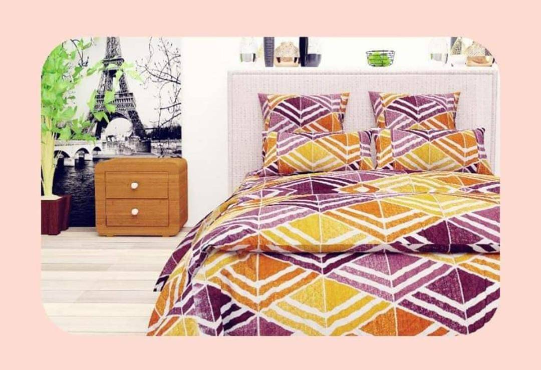     			Sky Tex Poly Cotton 1 Double Bedsheet with 2 Pillow Covers ( Gold )