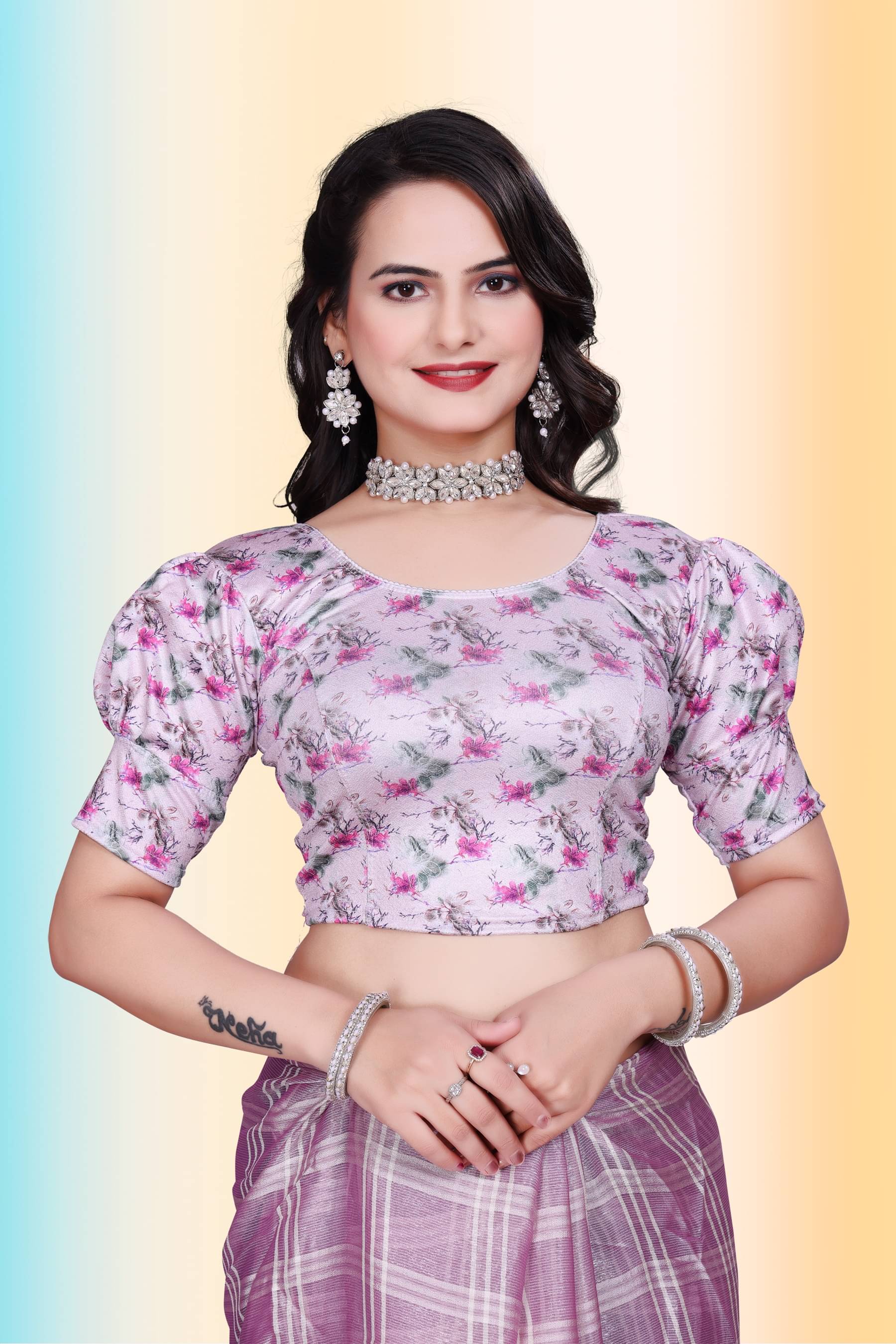     			TANISHM FEB TEX Pink Readymade without Pad Lycra Women's Blouse ( Pack of 1 )