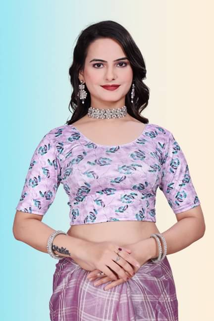     			TANISHM FEB TEX Purple Readymade without Pad Lycra Women's Blouse ( Pack of 1 )