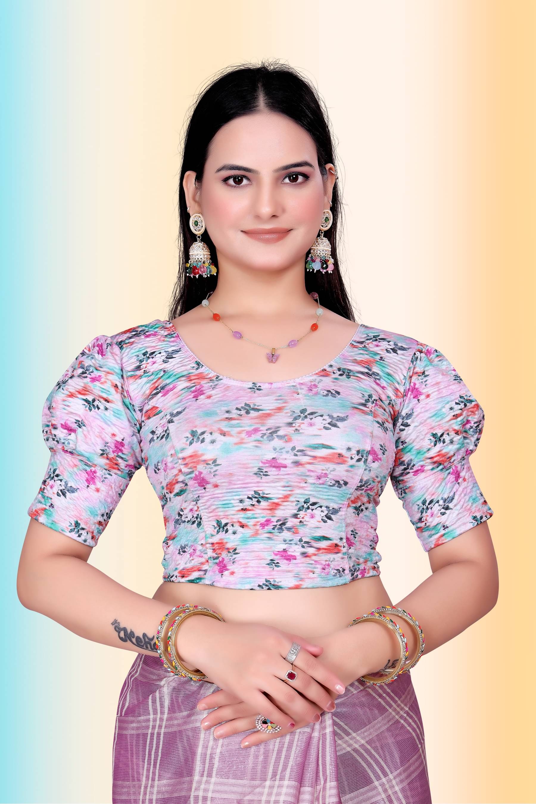     			TANISHM FEB TEX Rani Readymade without Pad Lycra Women's Blouse ( Pack of 1 )