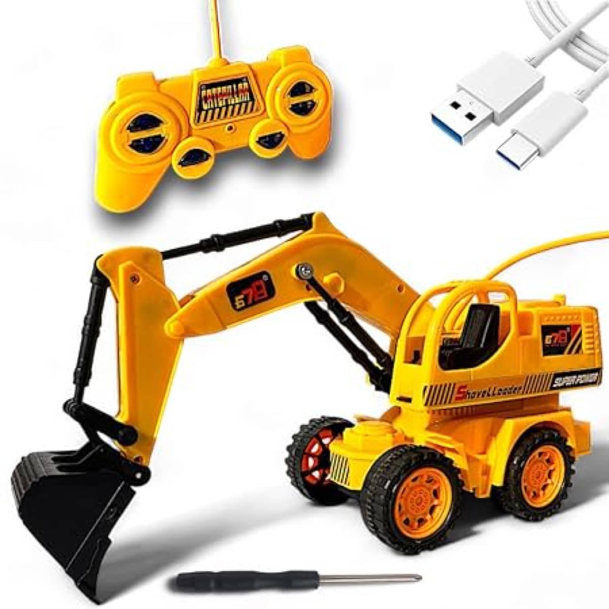 TOY JUNCTION Remote-Controlled JCB Digger Toy with Lights Movable Digging - Multicolor Plastic Truck ( Pack of 1 ) TOY JUNCTION Remote-Controlled JCB Digger Toy with Lights Movable Digging - Multicolor Plastic Truck ( Pack of 1 )