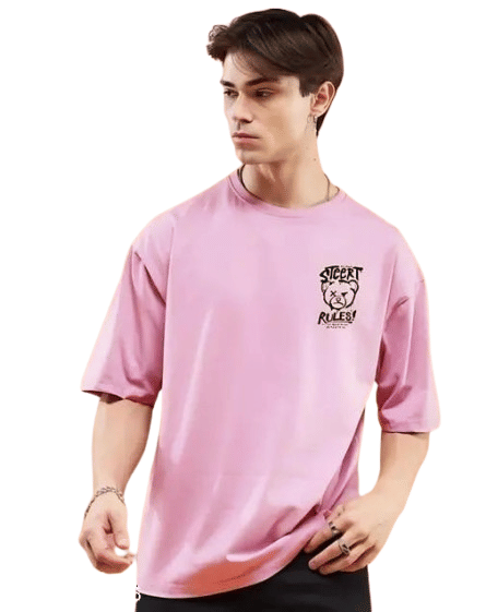 Unicus Apparel Men Cotton Oversized Fit Printed T-Shirt ( Pink ) Unicus Apparel Men Cotton Oversized Fit Printed T-Shirt ( Pink )