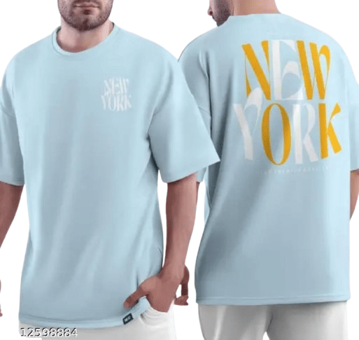     			Unicus Apparel Men Cotton Oversized Fit Printed T-Shirt ( Blue )