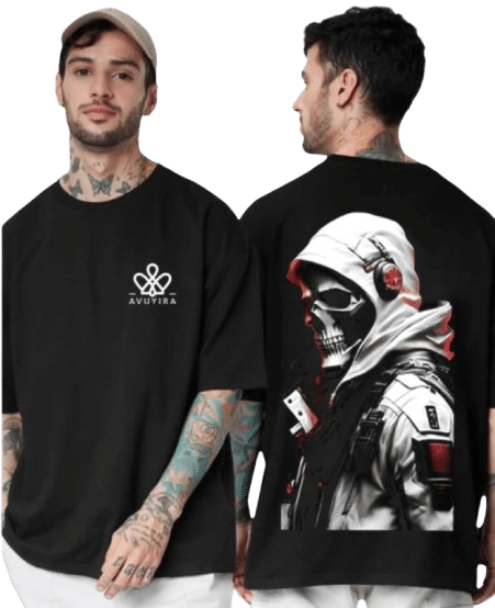     			Unicus Apparel Men Cotton Oversized Fit Printed T-Shirt ( Black )