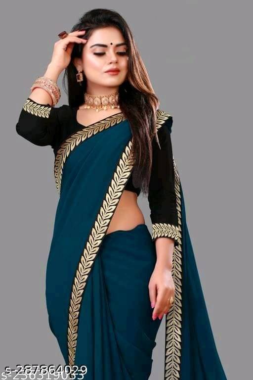 V FANCY Chiffon Solid Saree With Stitched Blouse ( Dark Grey ) V FANCY Chiffon Solid Saree With Stitched Blouse ( Dark Grey )