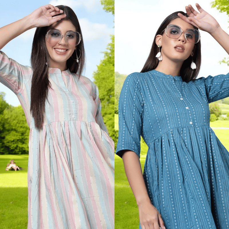     			Zorista Women Cotton Striped Anarkali Kurti ( Multicoloured )