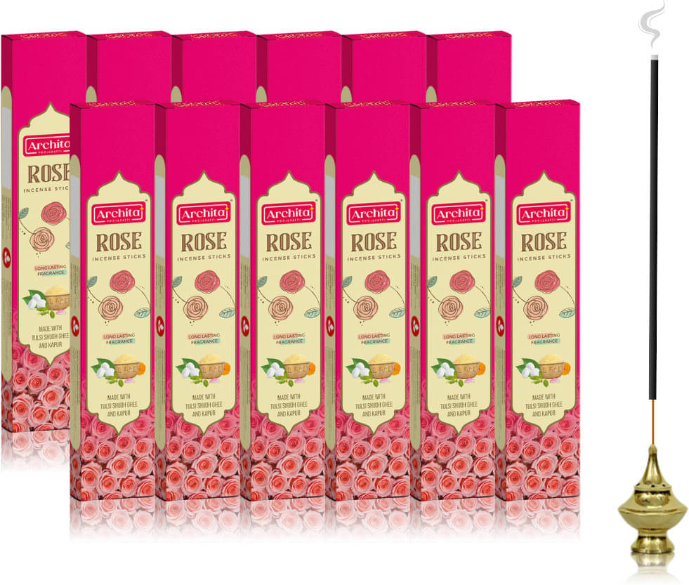    			archita poojabatti Incense Dhoop Sticks Rose 10 gm ( Pack of 12 )