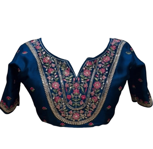 fancynine Navy Readymade with Pad Silk Women's Blouse ( Pack of 1 ) fancynine Navy Readymade with Pad Silk Women's Blouse ( Pack of 1 )