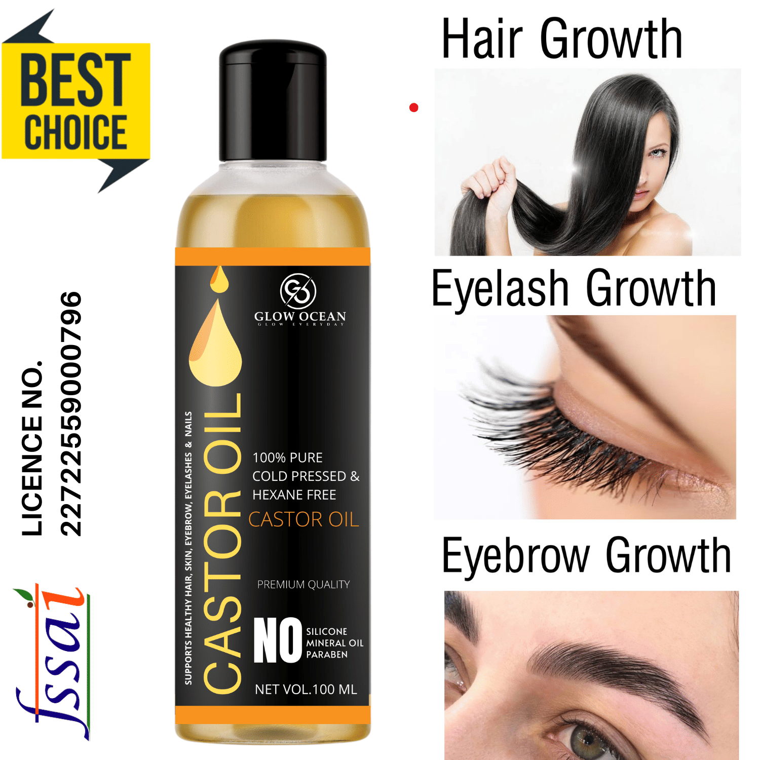 glow ocean Hair Growth Castor Oil 100 ml ( Pack of 1 )     			glow ocean Hair Growth Castor Oil 100 ml ( Pack of 1 )