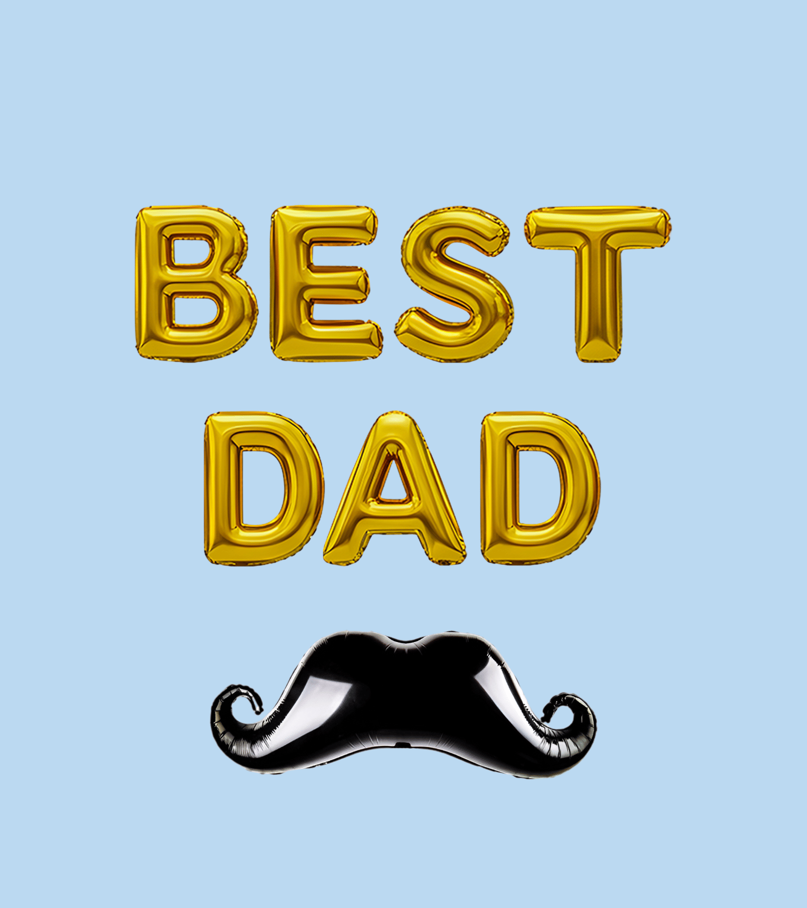     			1iAM Happy Father's Day Decoration Item Pack of 9 | 7pcs 16" "BEST DAD" & 1pc 32" Moustache Foil Balloons, 1pc Glue Dots | Surprise Fathers Day Party Items | Father's Birthday Decoration Items