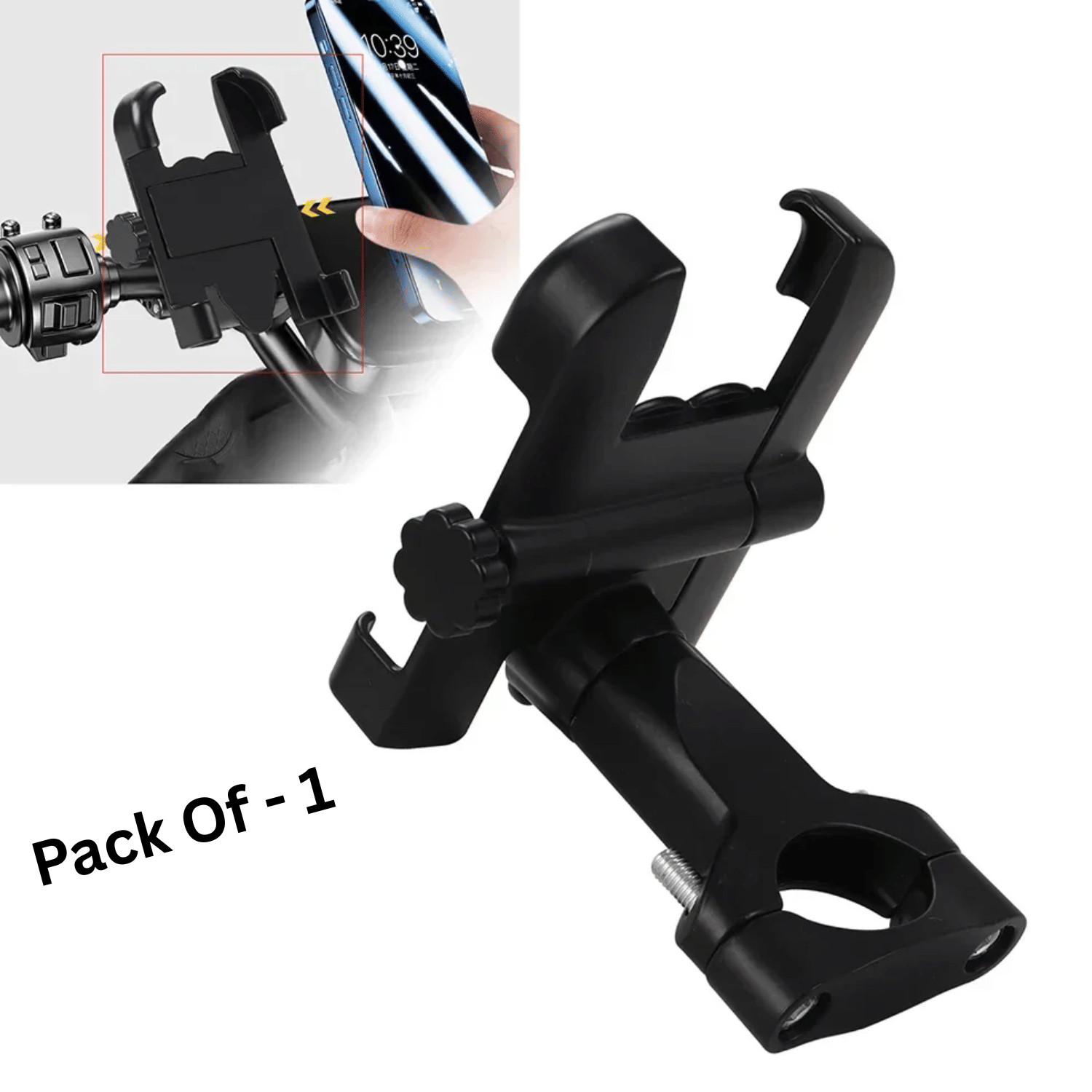     			Aksmit Pack Of 1 Bike Mobile Phone Stand Holder Mount Suitable for Bike Handle Bar/Cycle Mobile Stand Holder Black