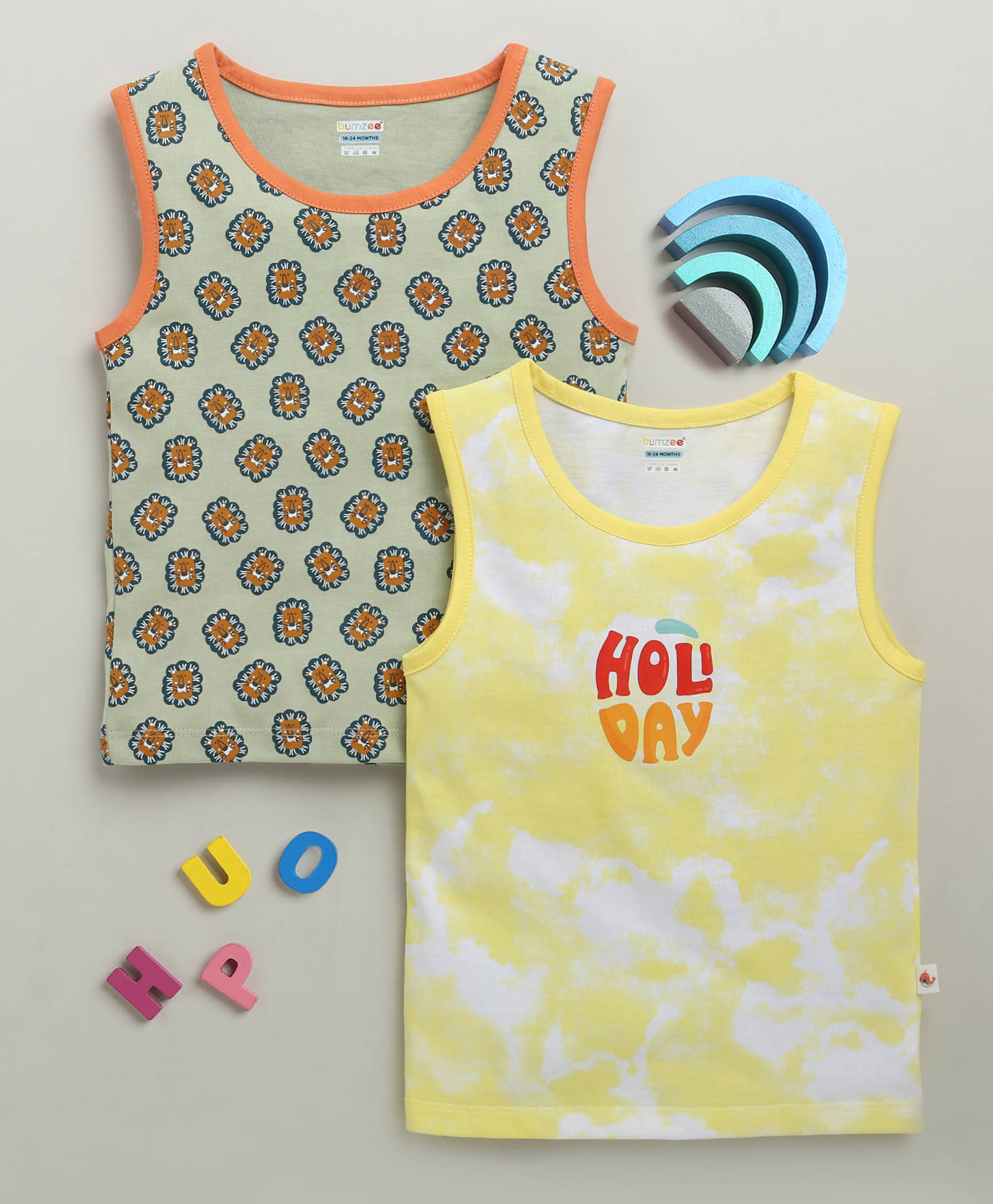     			BUMZEE Pack of 2 Boys Cotton T-Shirt ( Yellow )
