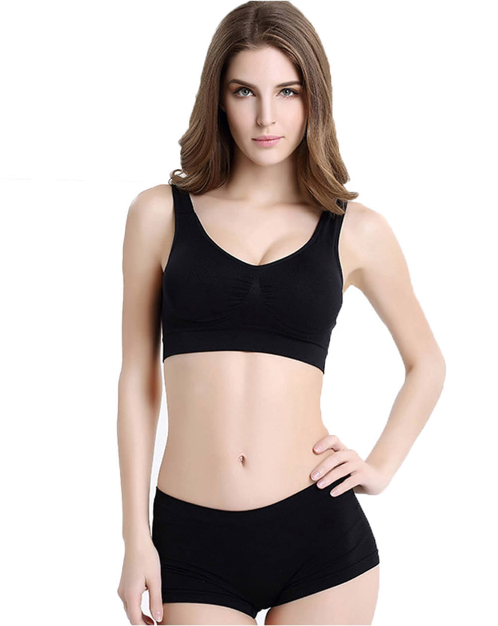     			Briafinz Pack of 1 Cotton Bra & Panty Set For Women ( Black )