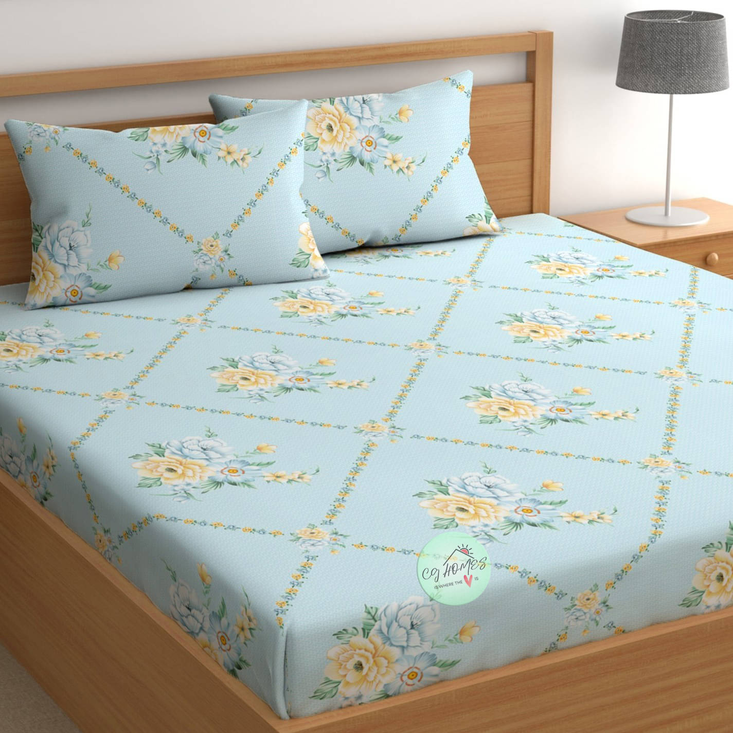 CG HOMES Microfiber 1 Double Bedsheet with 2 Pillow Covers ( Sky Blue ) CG HOMES Microfiber 1 Double Bedsheet with 2 Pillow Covers ( Sky Blue )