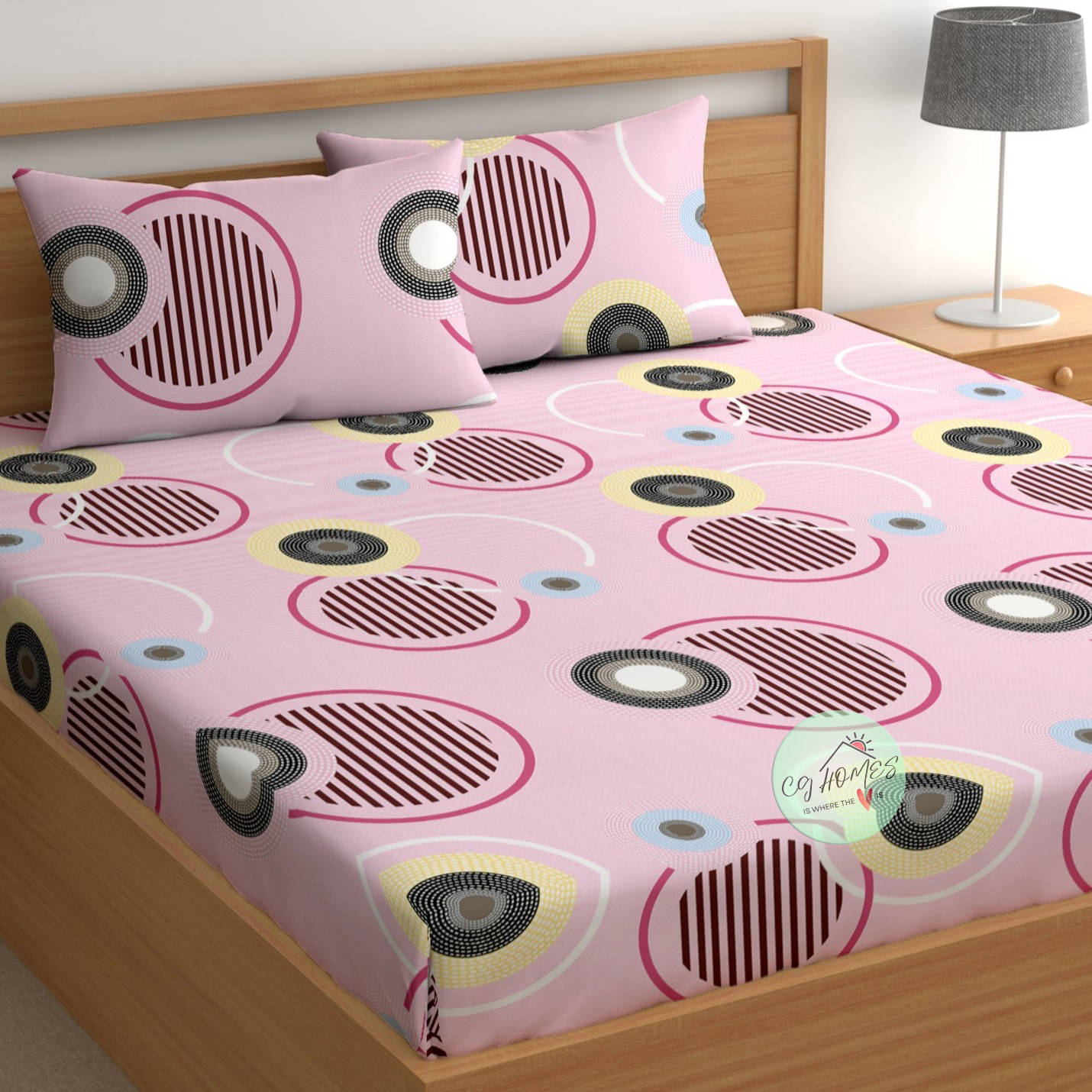     			CG HOMES Microfiber 1 Double Bedsheet with 2 Pillow Covers ( Pink )