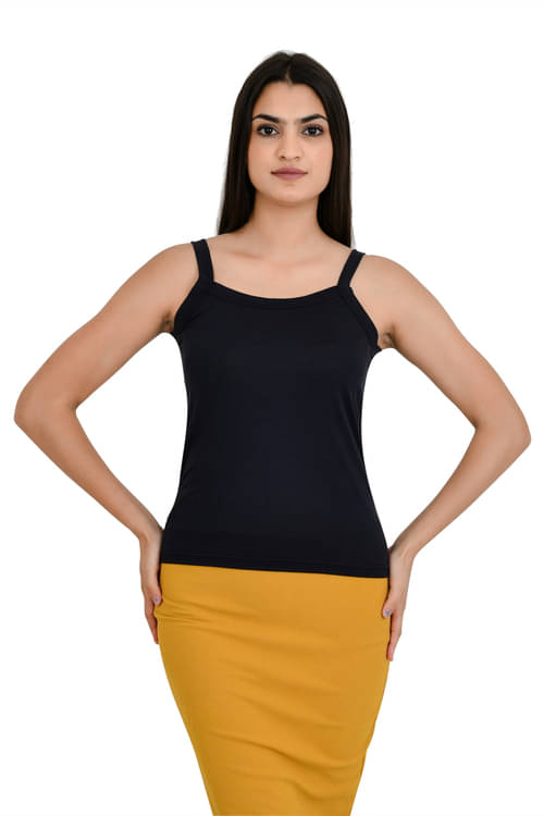     			CHARMZ Pack of 1 Cotton Lycra Camisoles ( Black )