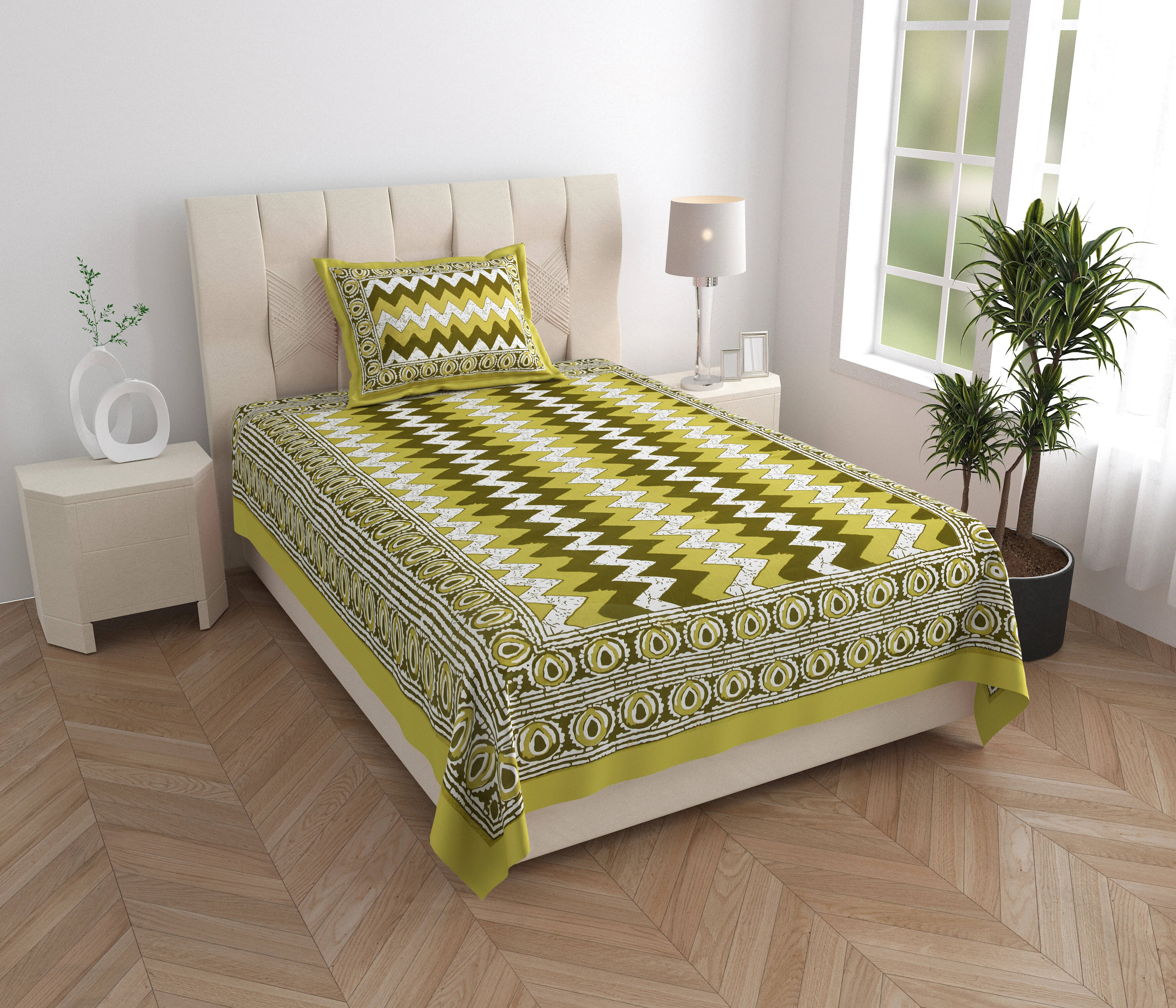 Cosito Cotton 1 Single Bedsheet with 2 Pillow Covers ( Green ) Cosito Cotton 1 Single Bedsheet with 2 Pillow Covers ( Green )