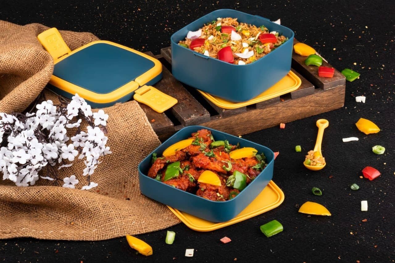     			FIVANIO 2 LAYER SQUARE LUNCH BOX Plastic Lunch Box 1 - Container ( Pack of 1 )
