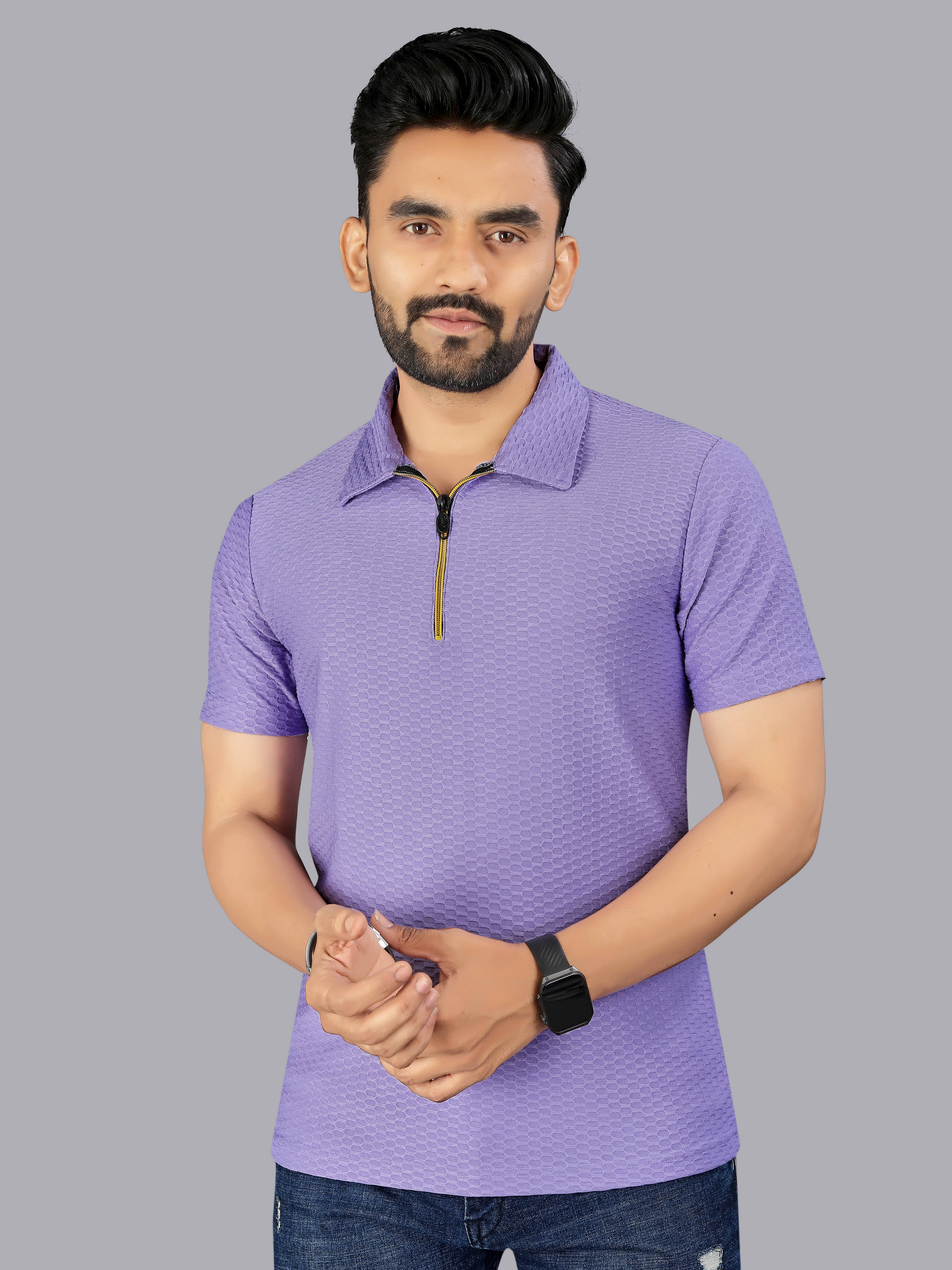     			FTX Men Cotton Blend Regular Fit Solid Polo T Shirt ( Purple )