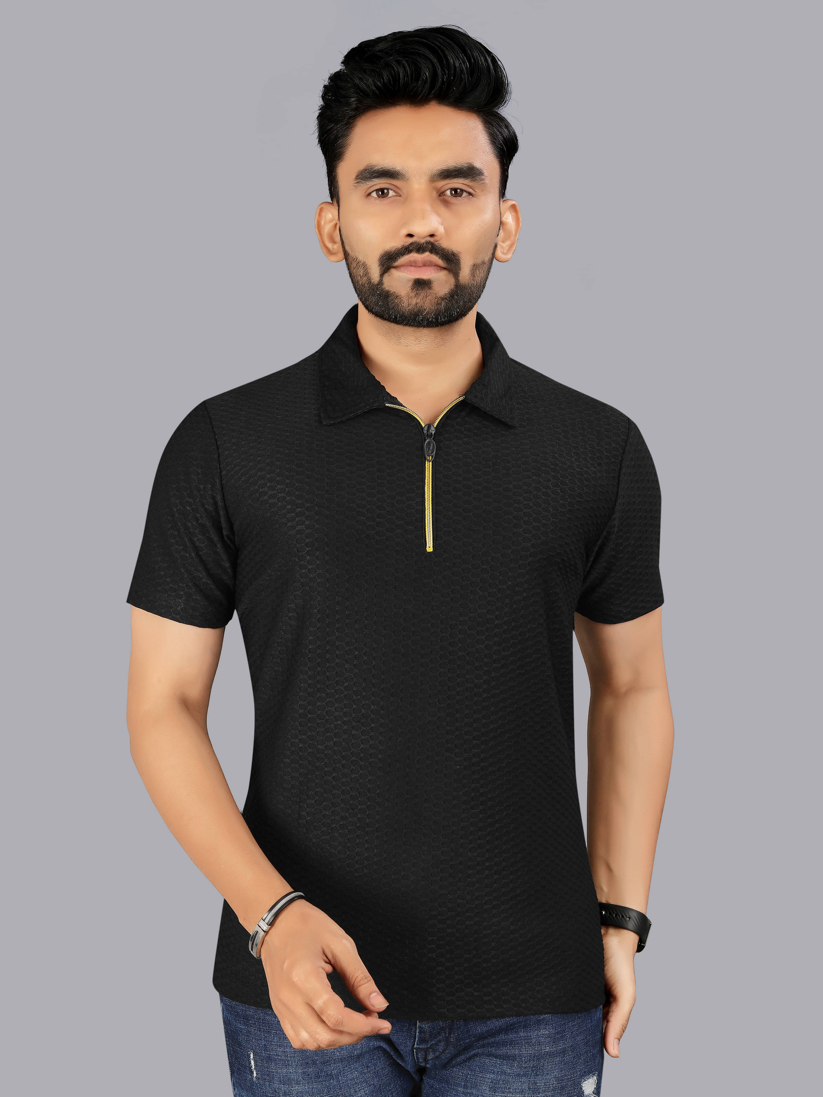 FTX Men Cotton Blend Regular Fit Solid Polo T Shirt ( Black )     			FTX Men Cotton Blend Regular Fit Solid Polo T Shirt ( Black )