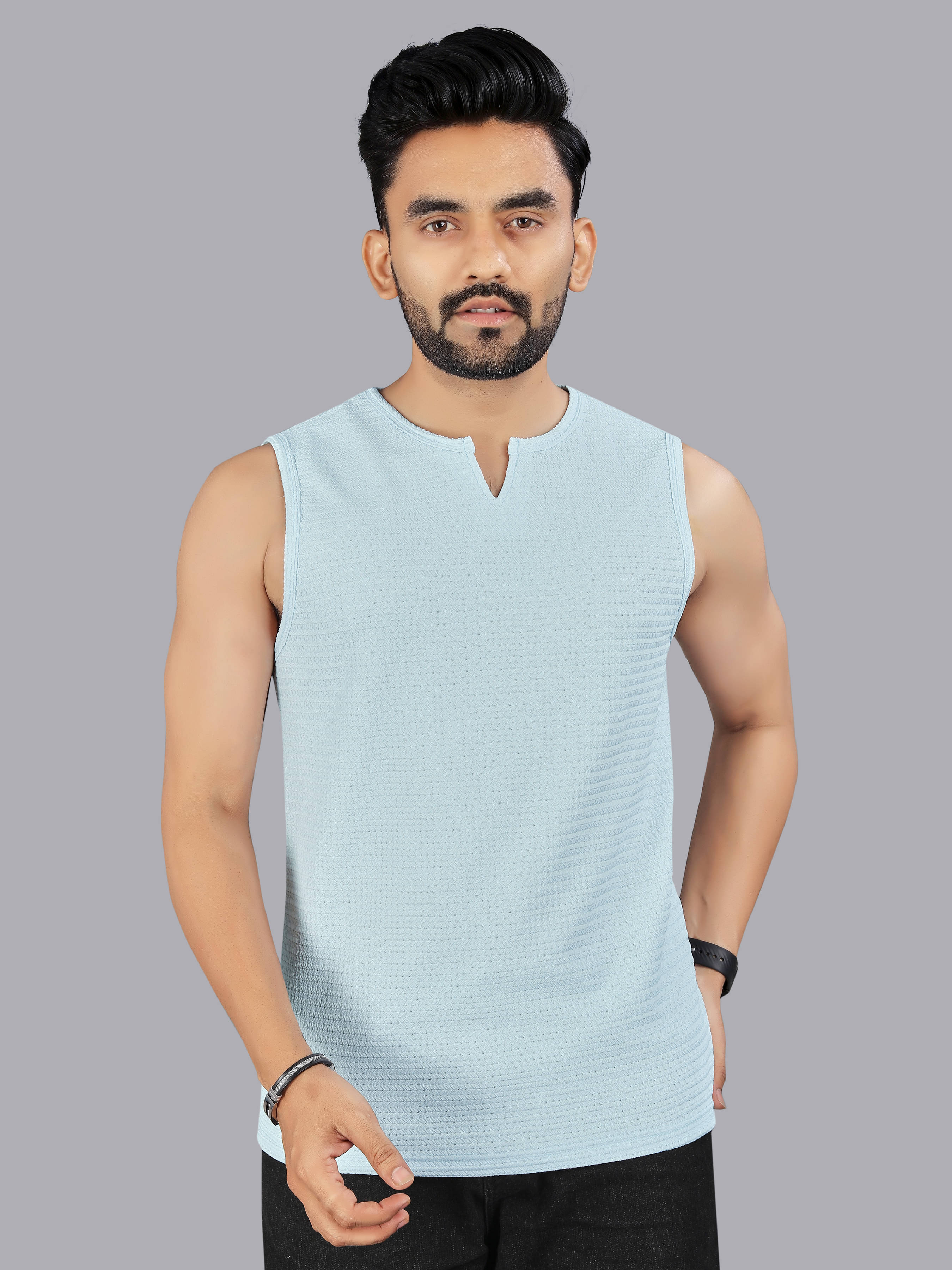     			FTX Men Cotton Blend Regular Fit Solid T-Shirt ( Sky Blue )