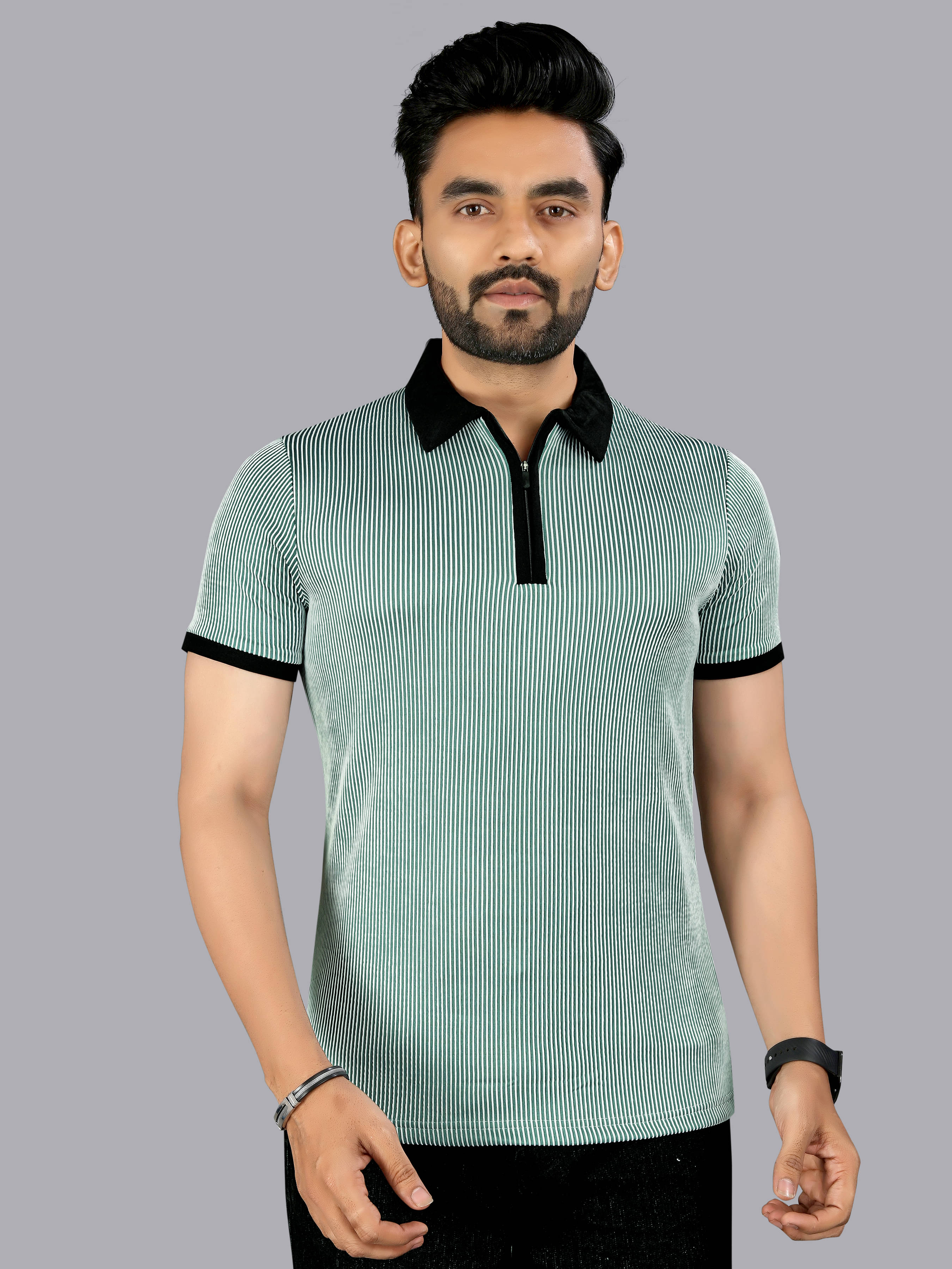 FTX Men Polyester Regular Fit Striped Polo T Shirt ( Green ) FTX Men Polyester Regular Fit Striped Polo T Shirt ( Green )