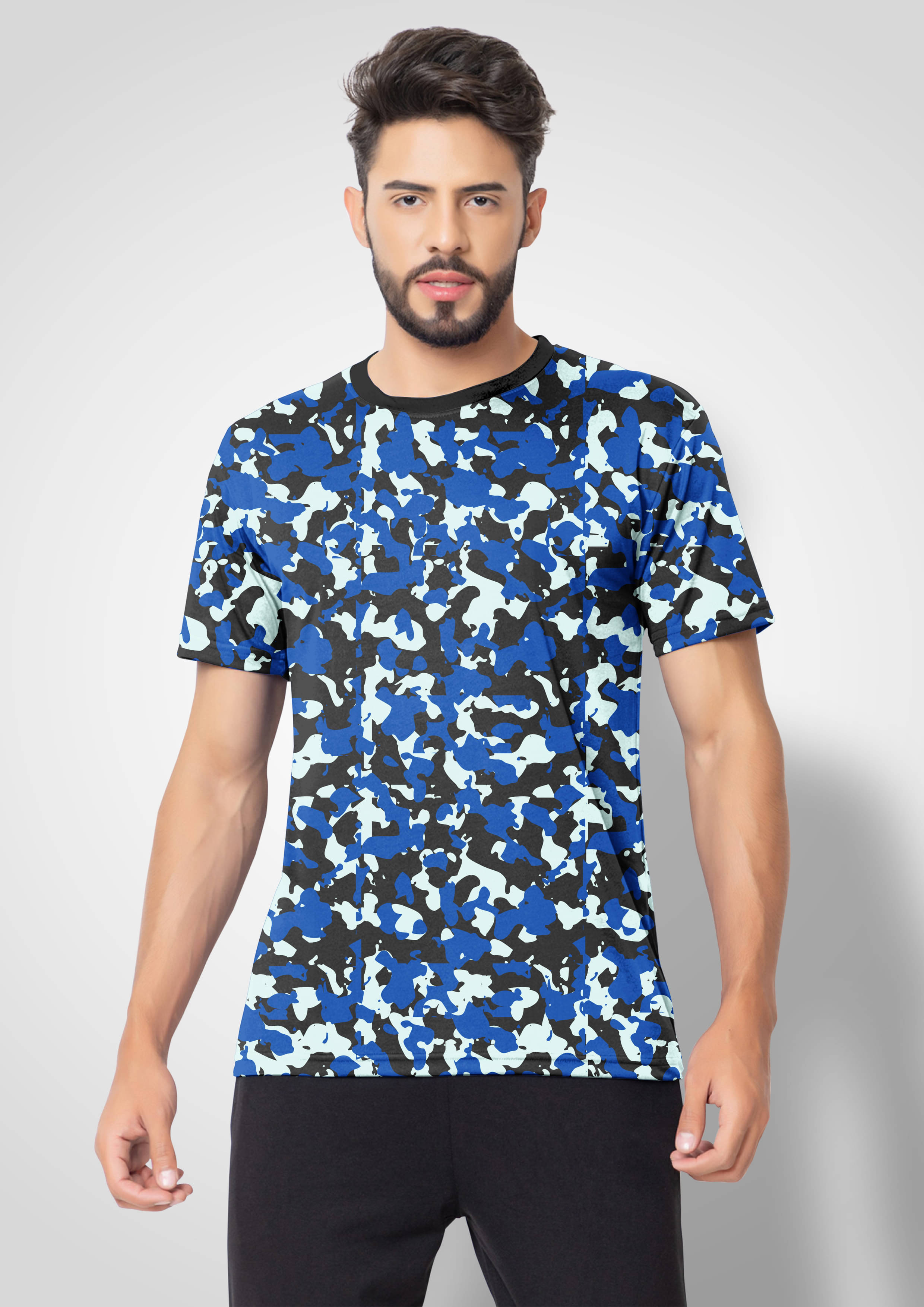     			FTX Men Polyester Regular Fit Printed T-Shirt ( Blue )