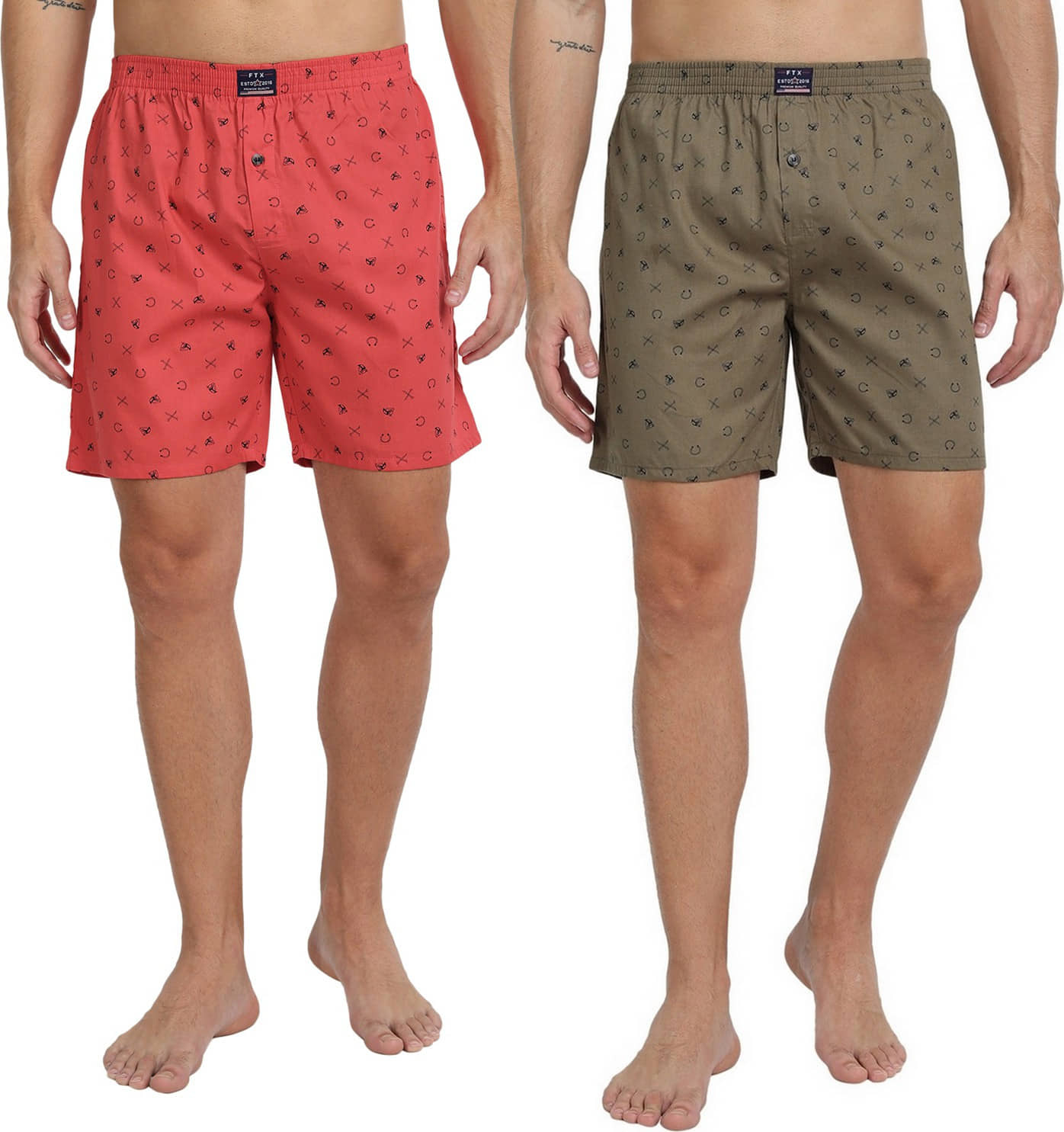 FTX Pack of 2 Cotton Boxers For Men's ( Green )