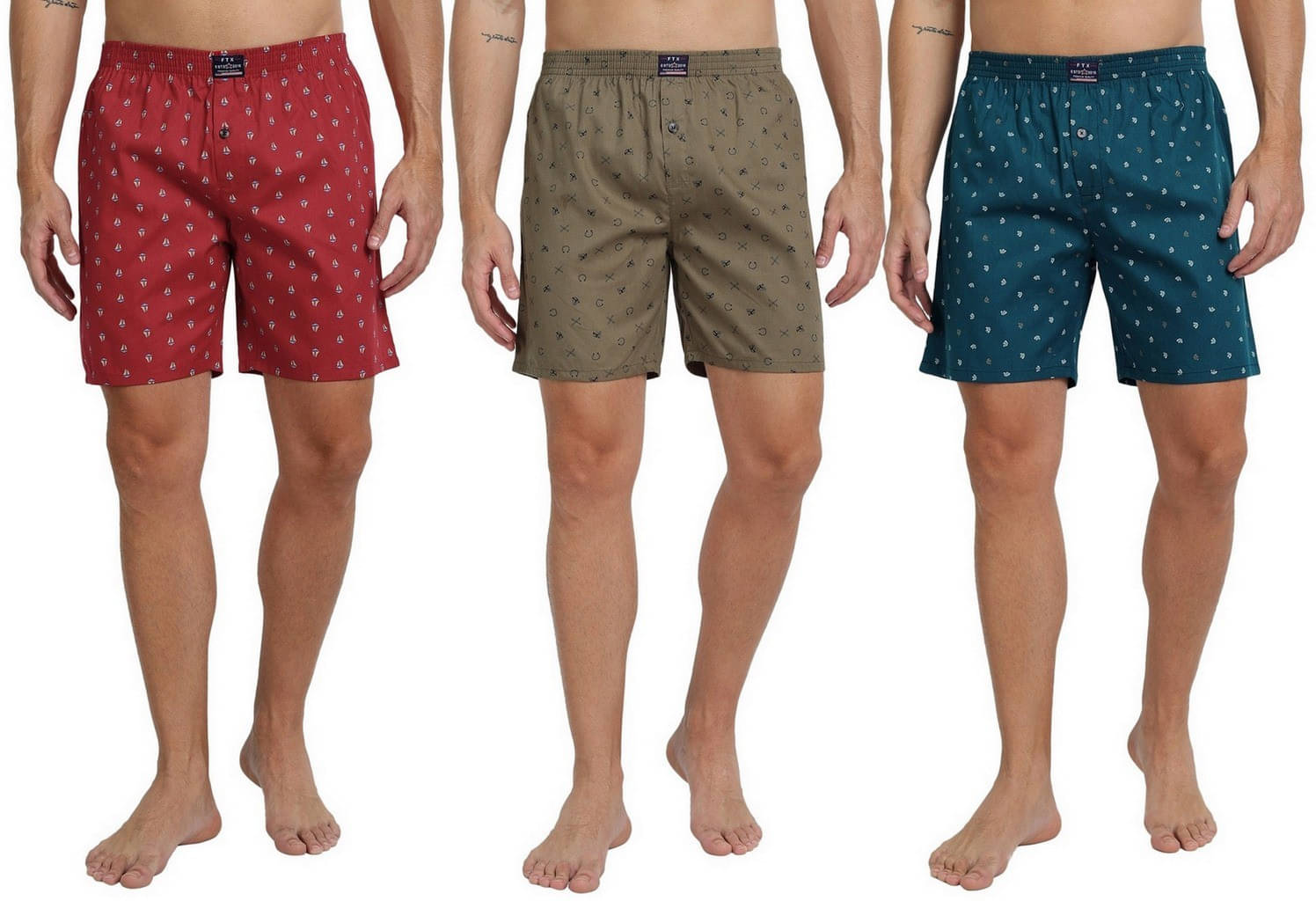     			FTX Pack of 3 Cotton Boxers For Men's ( Green )