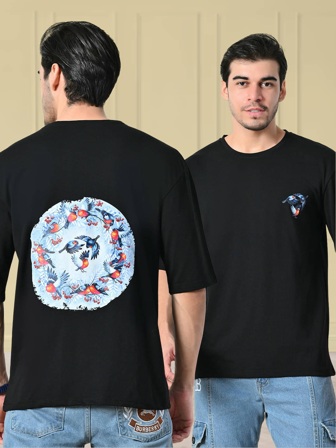 Glito Men Cotton Blend Regular Fit Printed T-Shirt ( Black ) Glito Men Cotton Blend Regular Fit Printed T-Shirt ( Black )
