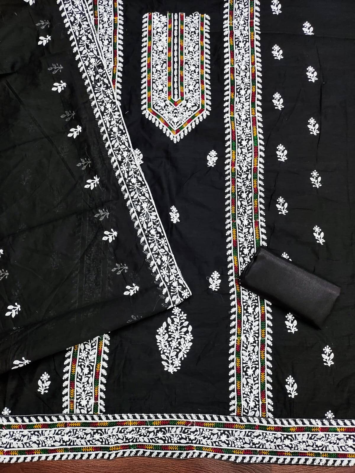     			HL SILKMILLS Women Chanderi Unstitched Dress Material ( Black )
