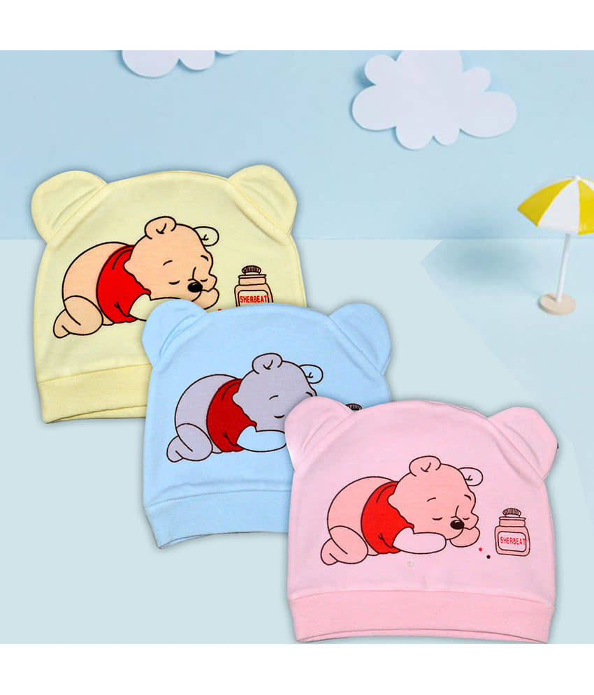 HONOR YOUR HOME Pack of 3 Unisex for Baby Caps ( Multicolor )
