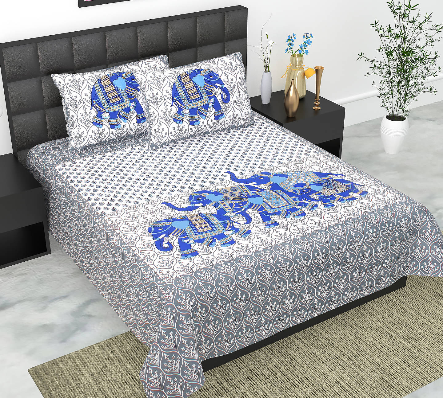 K.D.PRINTS Cotton 1 Double Queen Bedsheet with 2 Pillow Covers ( Multicolor ) K.D.PRINTS Cotton 1 Double Queen Bedsheet with 2 Pillow Covers ( Multicolor )