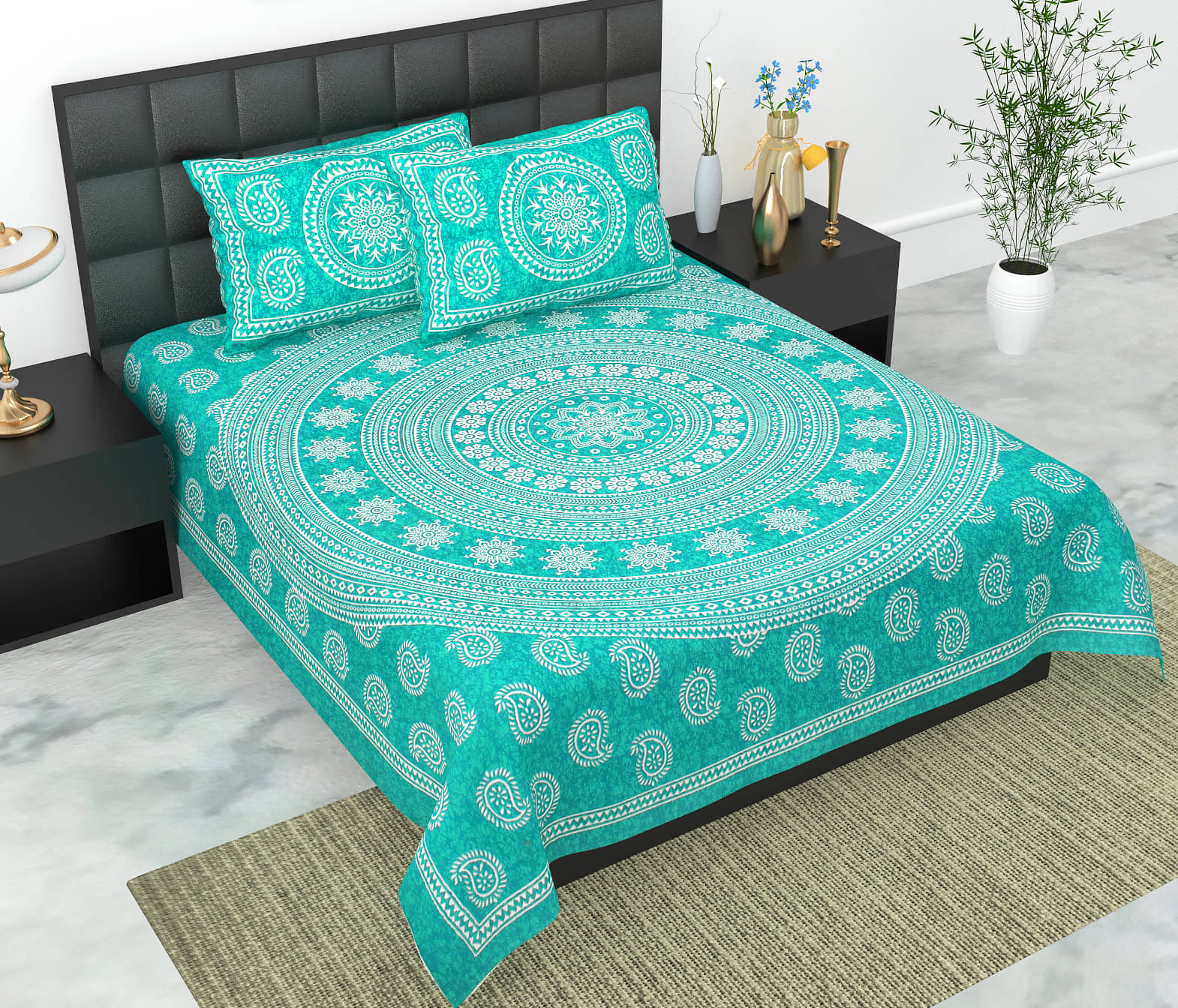     			K.D.PRINTS Cotton 1 Double Bedsheet with 2 Pillow Covers ( Multicolor )