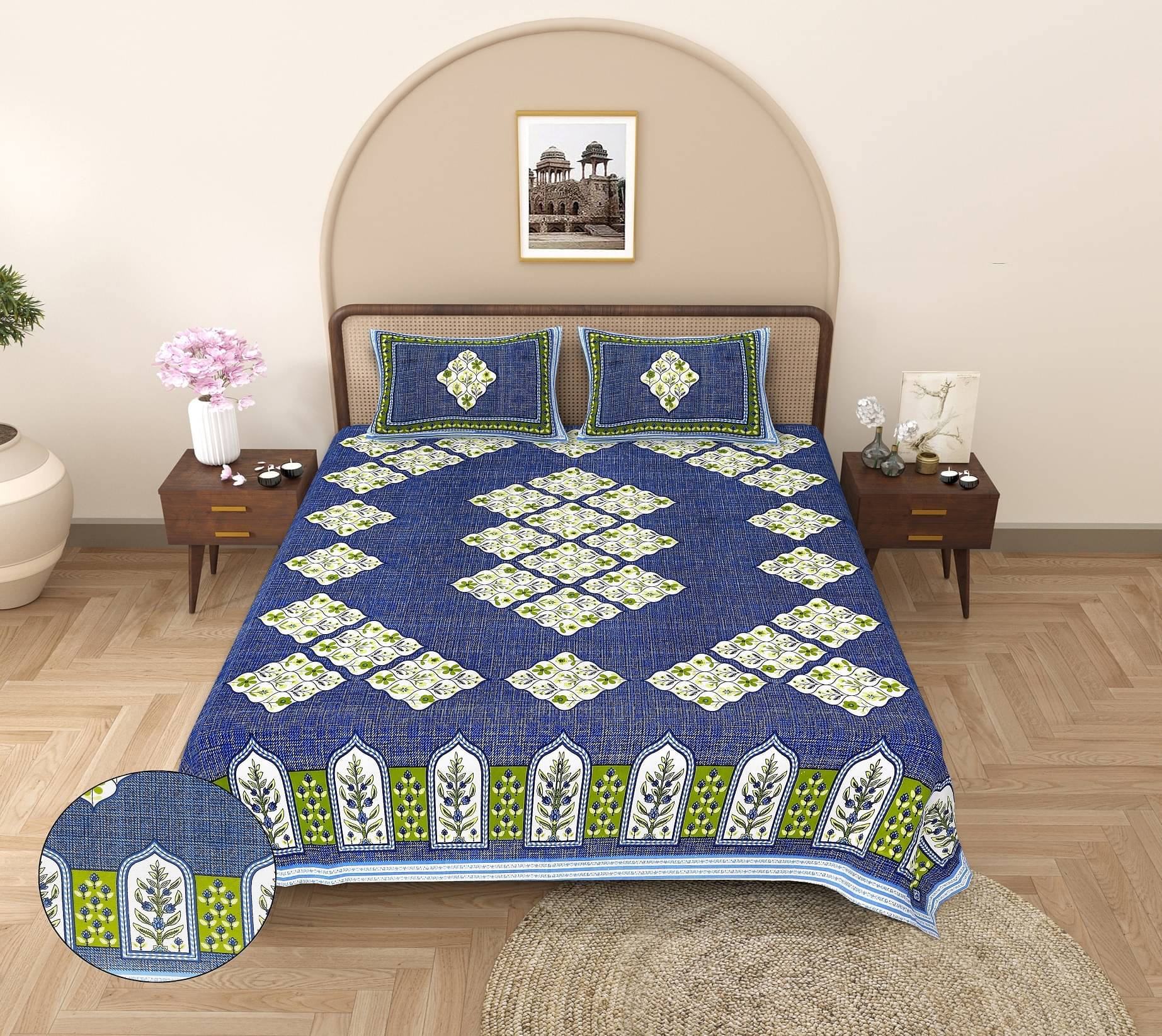 K.D.PRINTS Cotton 1 Double Queen Bedsheet with 2 Pillow Covers ( Multicolor ) K.D.PRINTS Cotton 1 Double Queen Bedsheet with 2 Pillow Covers ( Multicolor )