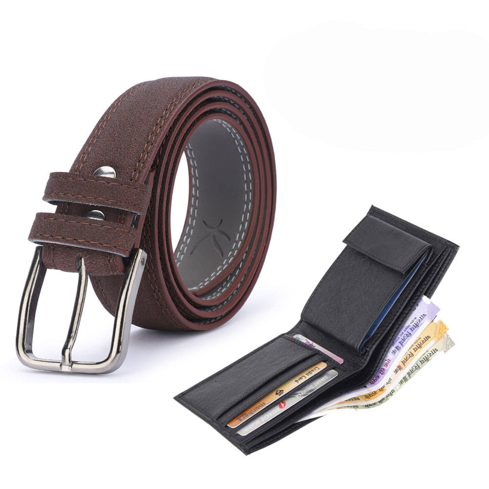     			Kastner - Multicolor PU Men's Belts Wallets Set ( Pack of 2 )