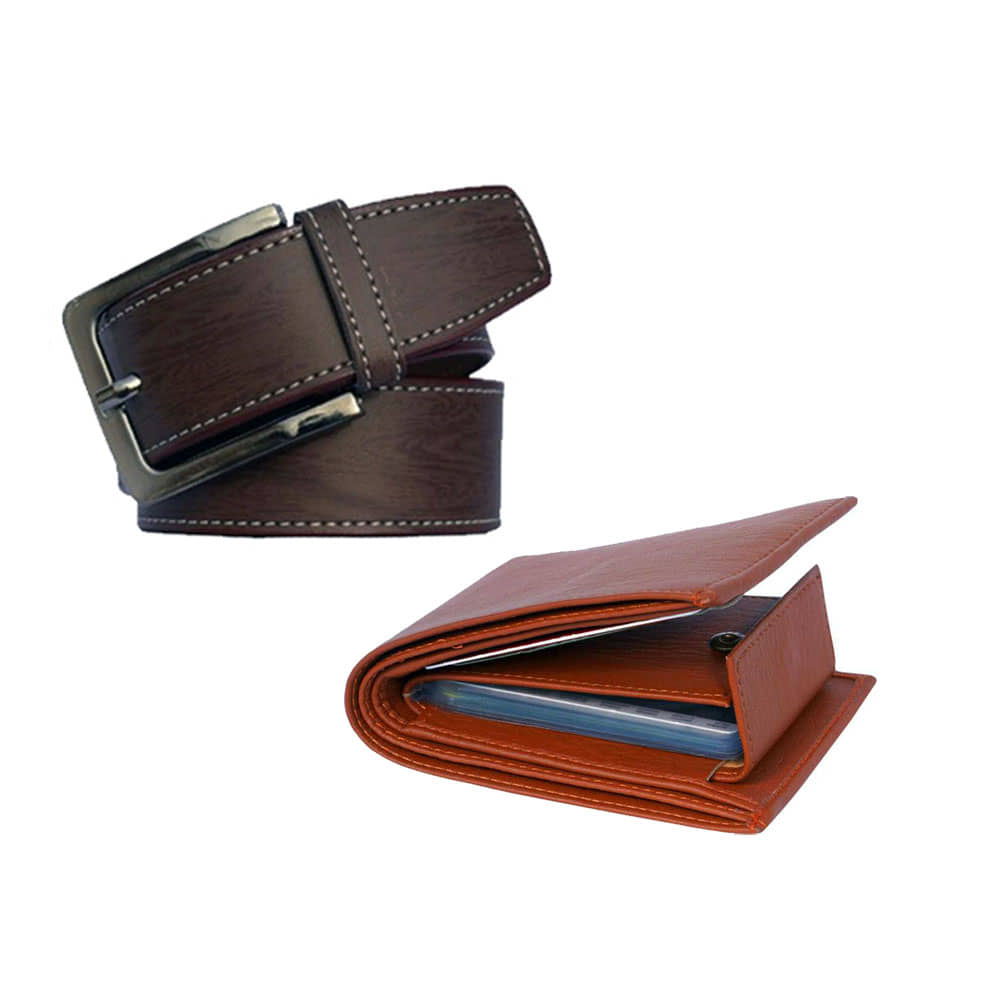 Kastner - Multicolor PU Men's Belts Wallets Set ( Pack of 2 )