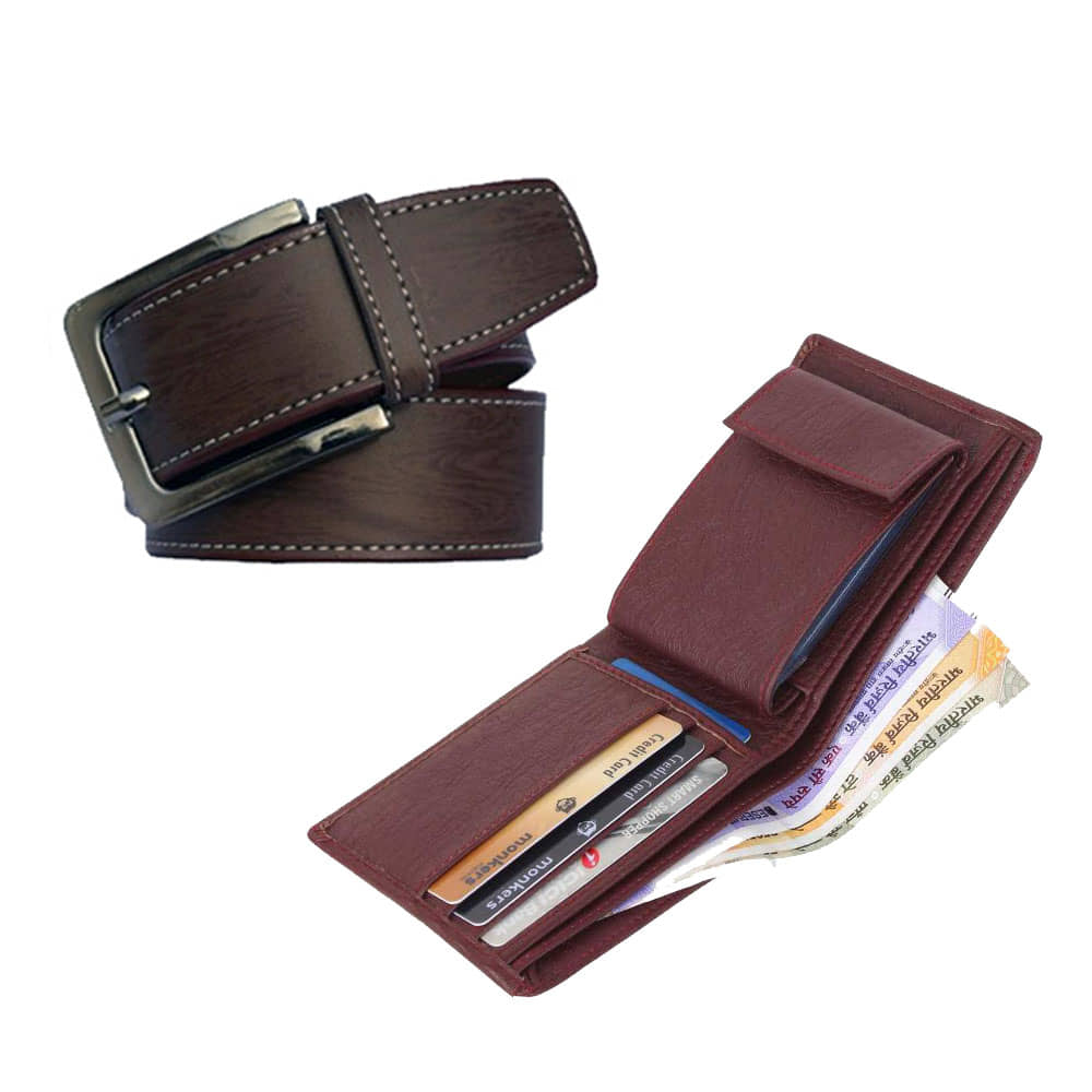Kastner - Multicolor PU Men's Belts Wallets Set ( Pack of 2 )