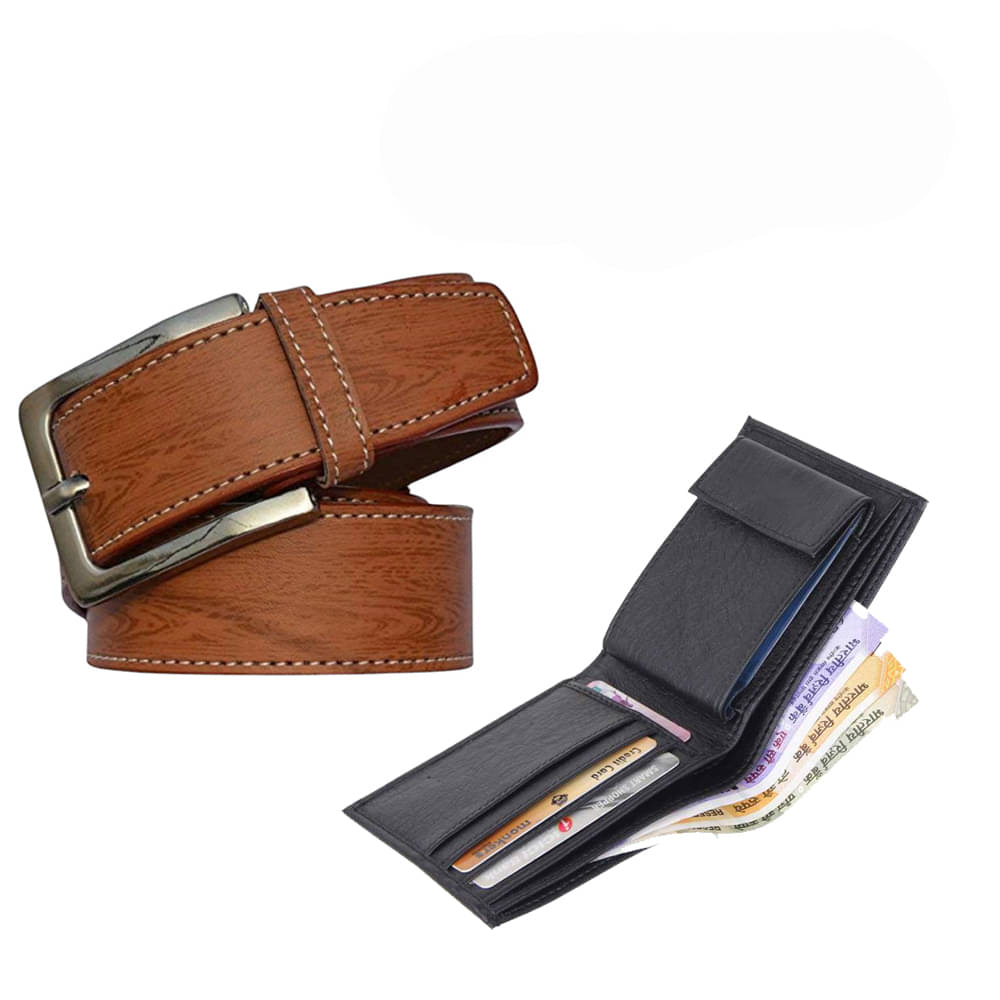     			Kastner - Multicolor PU Men's Belts Wallets Set ( Pack of 2 )