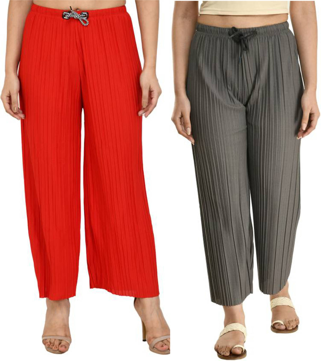     			Ki2 Fashion Pack of 2 Cotton Blend Flared Women's Casual Pants ( Multicolor )