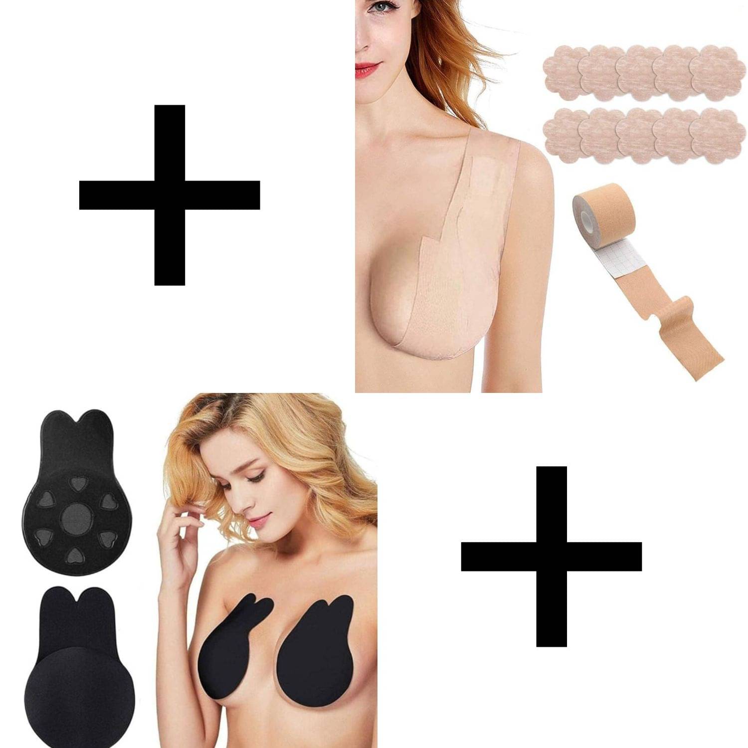 LOOTWAGON  COMBO OF Silicone Push Up Bra Tape WITH Lifter Boob Tape with 10 Nipple Pasties for Women     			LOOTWAGON  COMBO OF Silicone Push Up Bra Tape WITH Lifter Boob Tape with 10 Nipple Pasties for Women