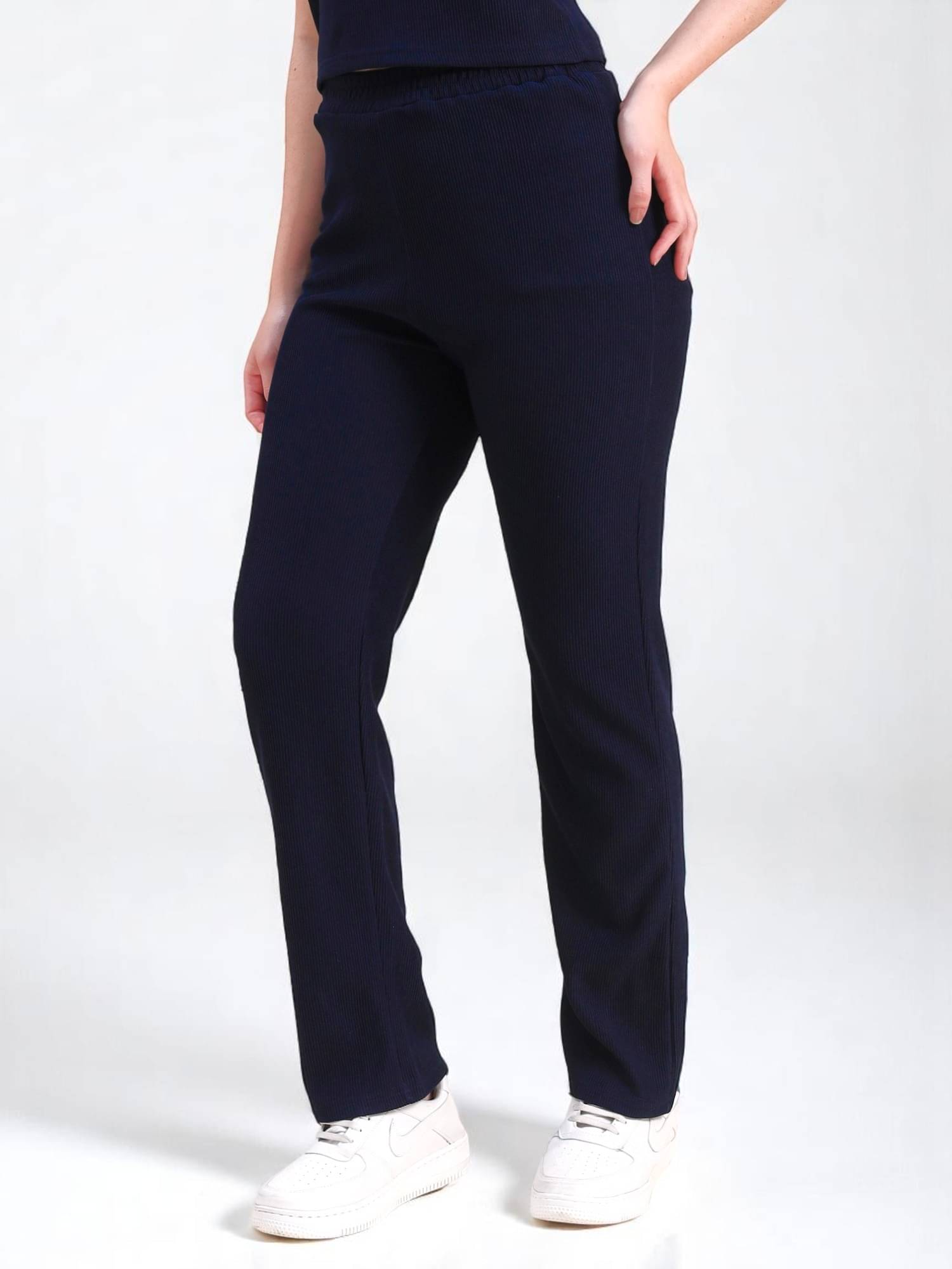     			Leewan Pack of 1 Cotton Straight Women's Casual Pants ( Navy Blue )