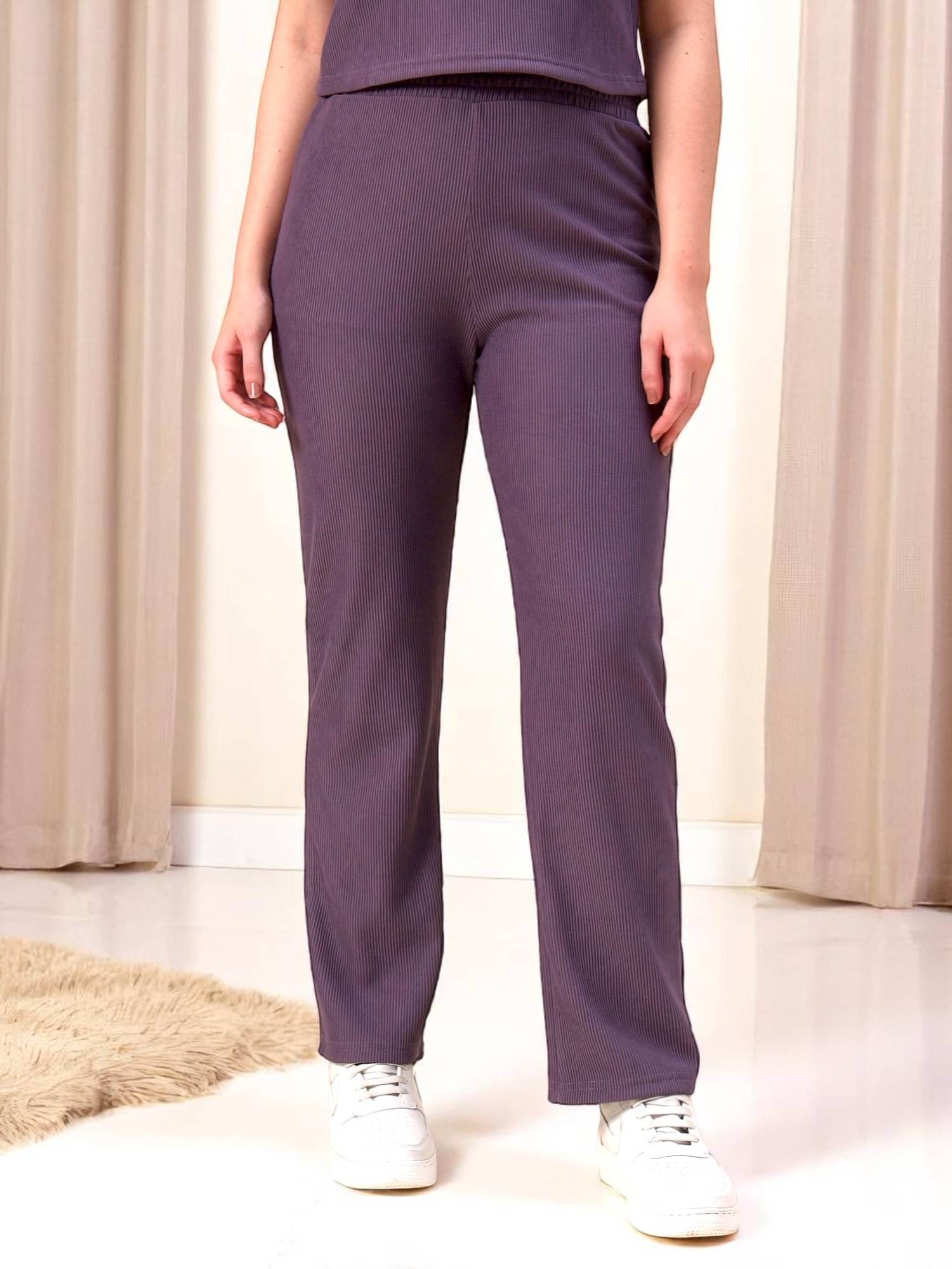     			Leewan Pack of 1 Cotton Straight Women's Casual Pants ( Lavender )